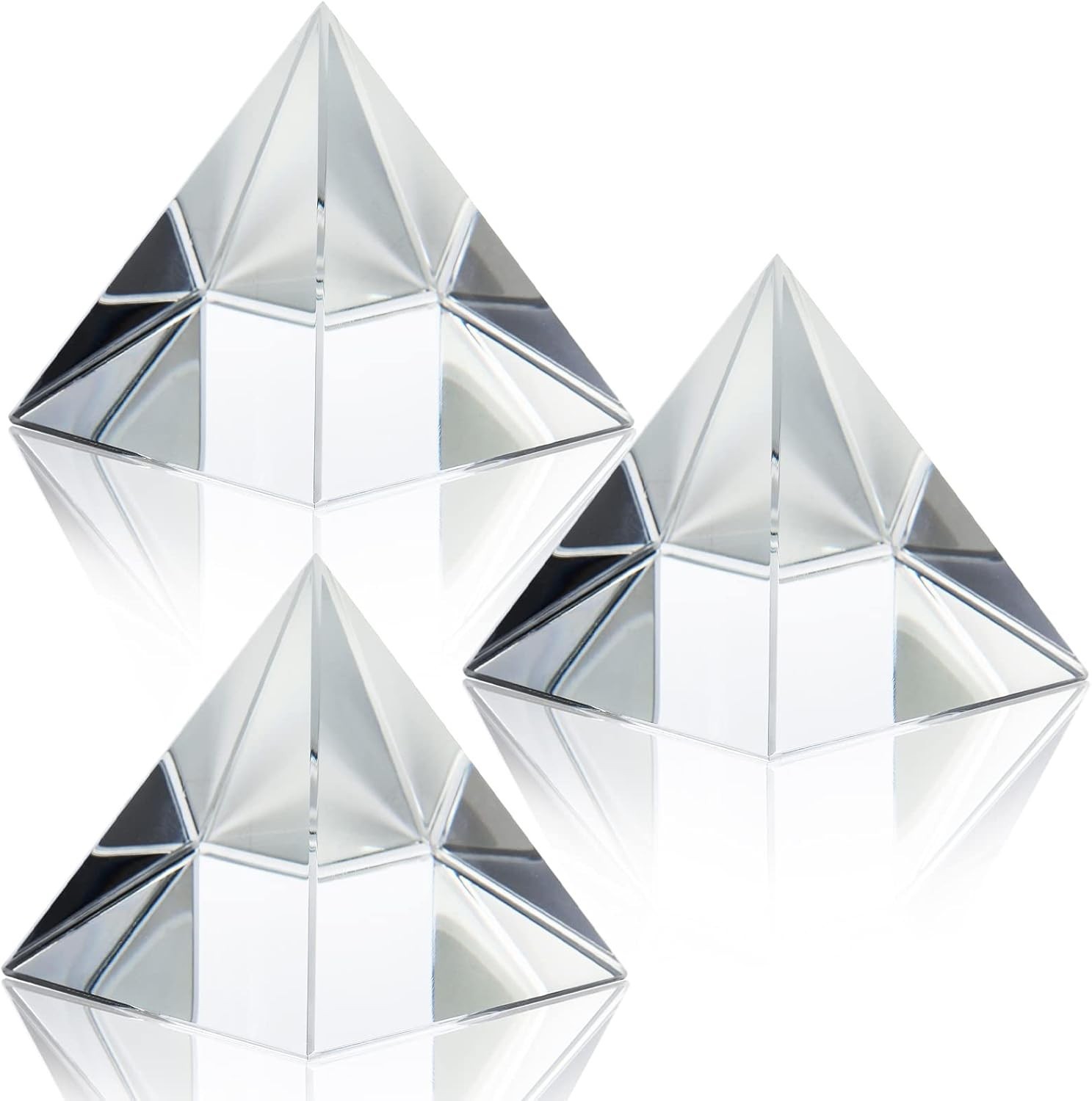 3 Pack Clear Crystal Pyramid, 2.4 3 Pack Clear Crystal Pyramid, 2.4