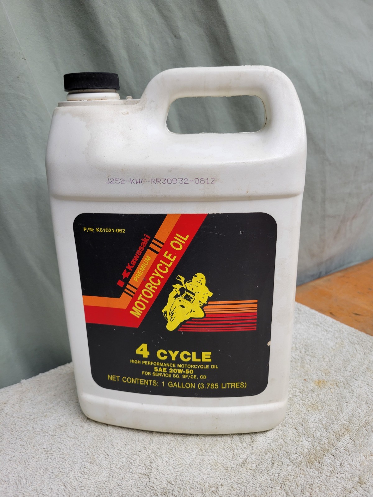 Vintage Kawasaki Motorcycle Oil Jug Bottle 4 Cycle 1 Gallon SAE 20W-50 RARE
