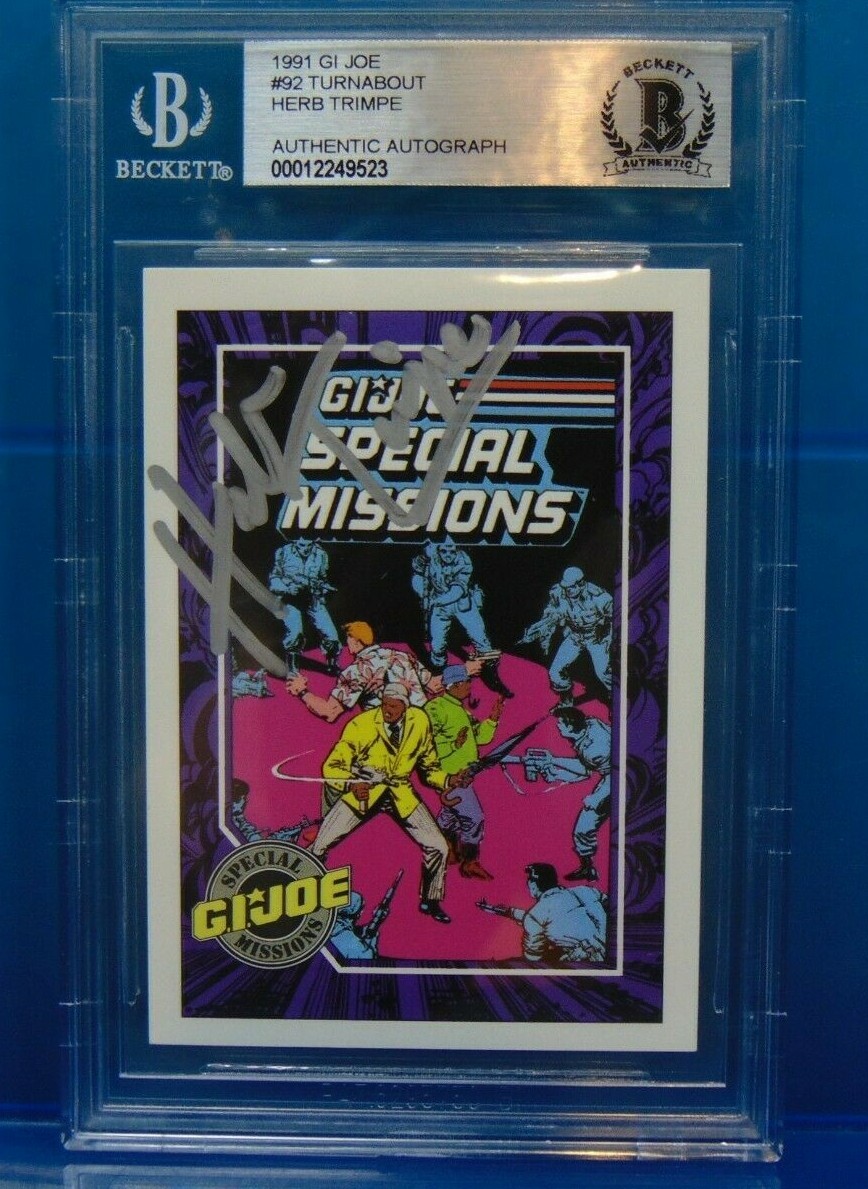 1991 GI Joe #92 Turnabout Roadblock Card Signed by Herb Trimpe Beckett Authentic