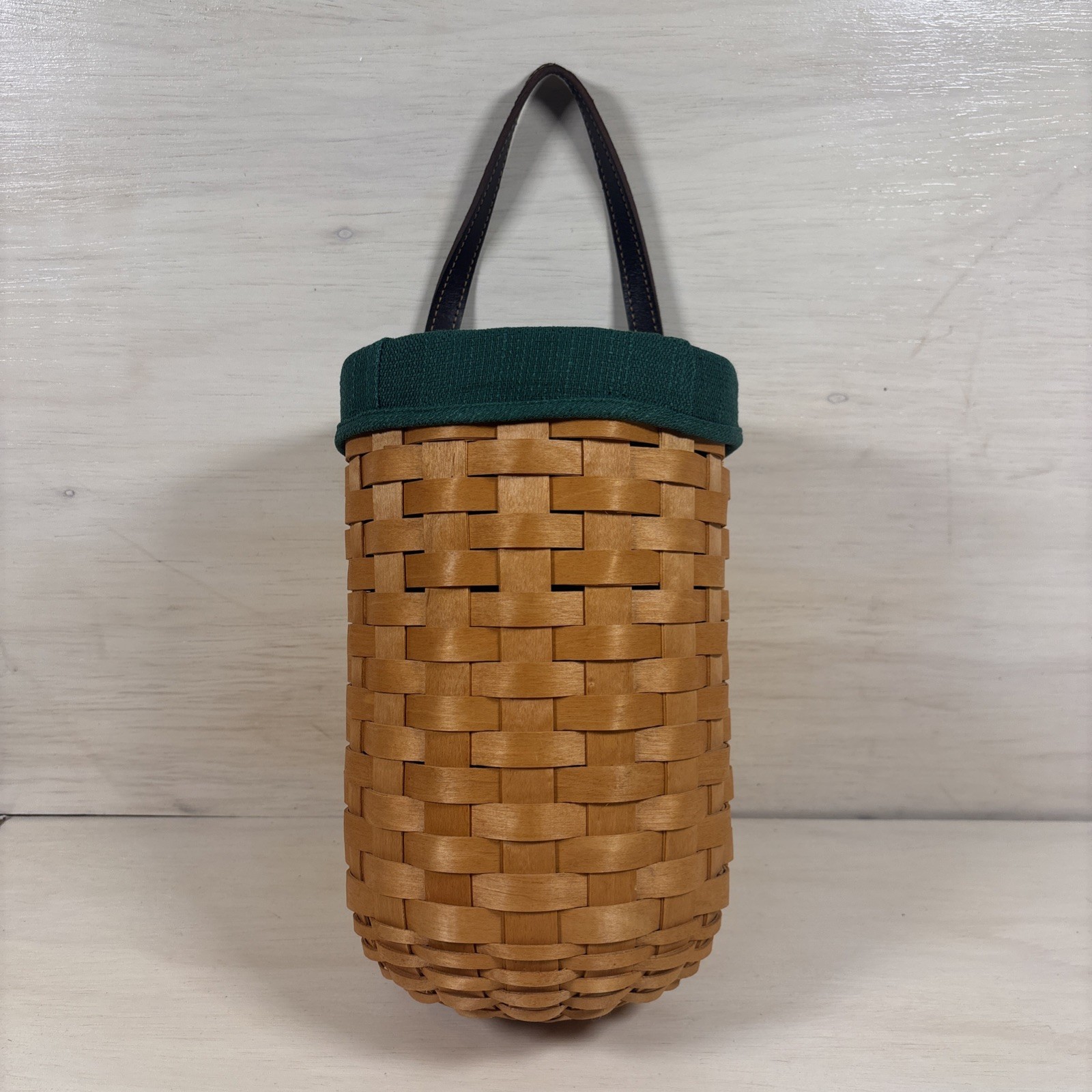 Longaberger 2001 Large Gatehouse Basket Ivy Green Liner Protector Leather Hanger