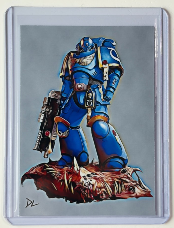 Space Marine Limited Edition Artist Signed “Warhammer 40000” Trading Card 4/10
