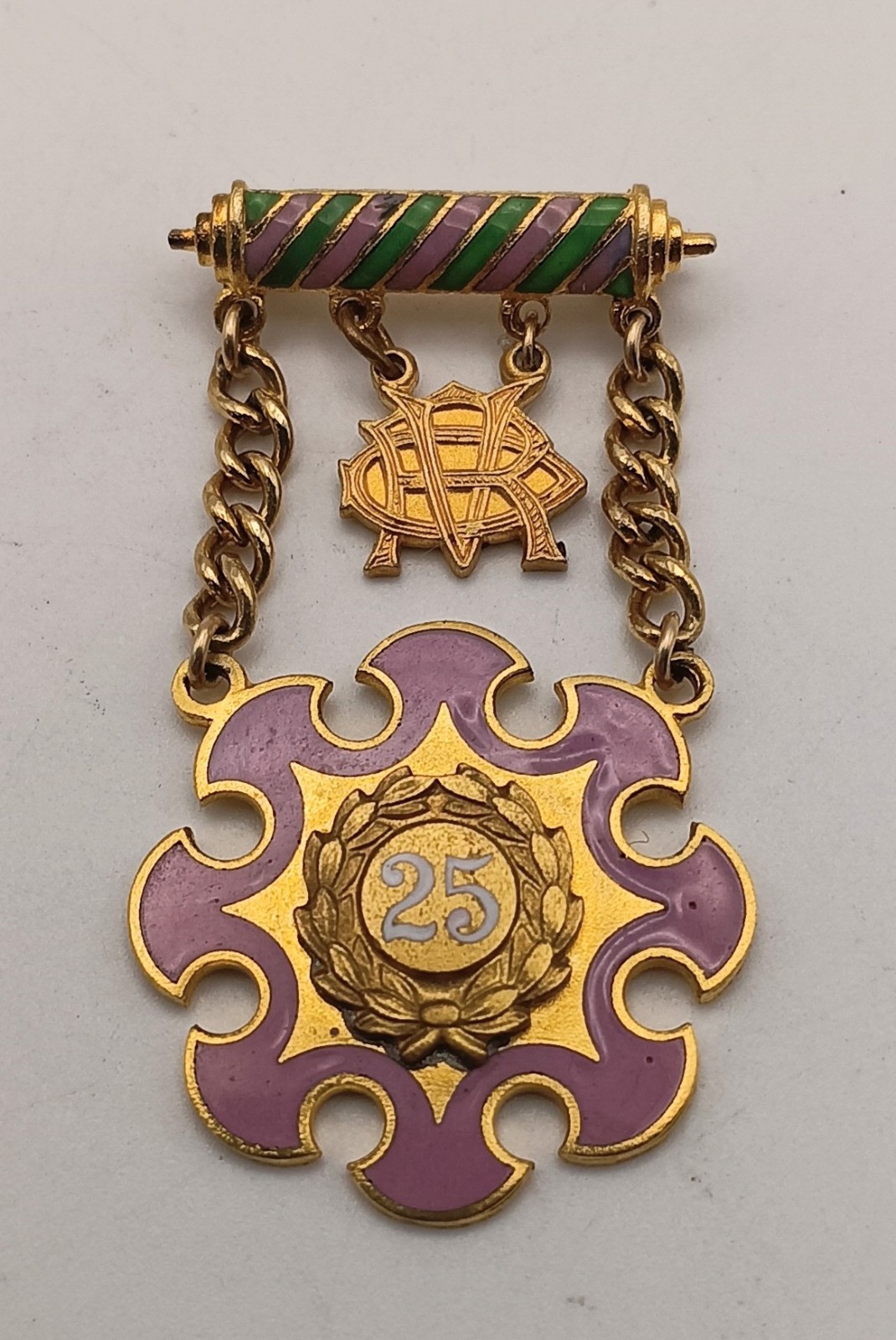 Vintage Daughters of Rebekah 25 Year Service Pin Wyoming Odd Fellows IOOF Enamel