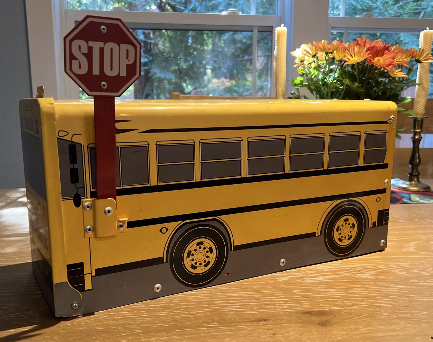 Vintage Blue Bird School Bus Mail Box w/Hardware-Never Used-19\