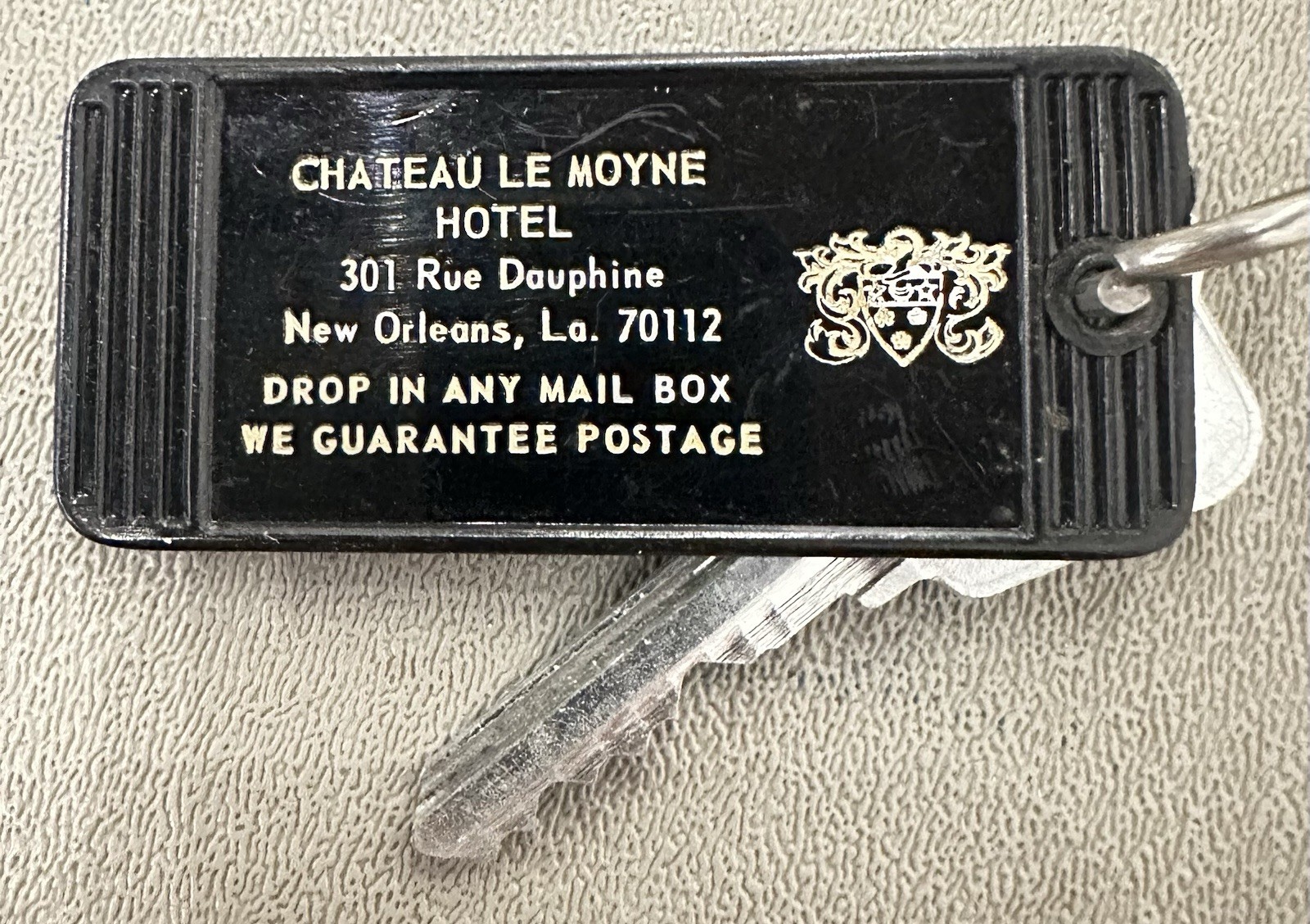 Chateau Le Moyne Hotel 301 Rue Dauphine New Orleans, LA French Quarter Room Key