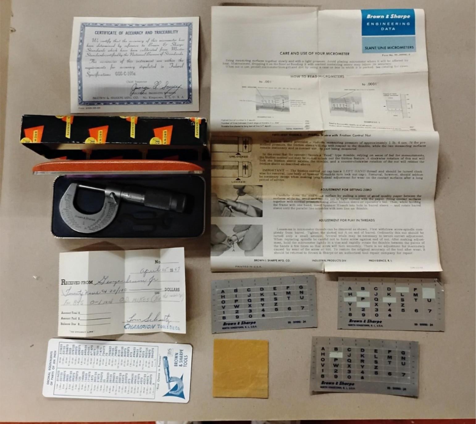 Vtg Brown & Sharpe 599-1 Slant/Line Micrometer 0-1\ Vtg Brown & Sharpe 599-1 Slant/Line Micrometer 0-1\