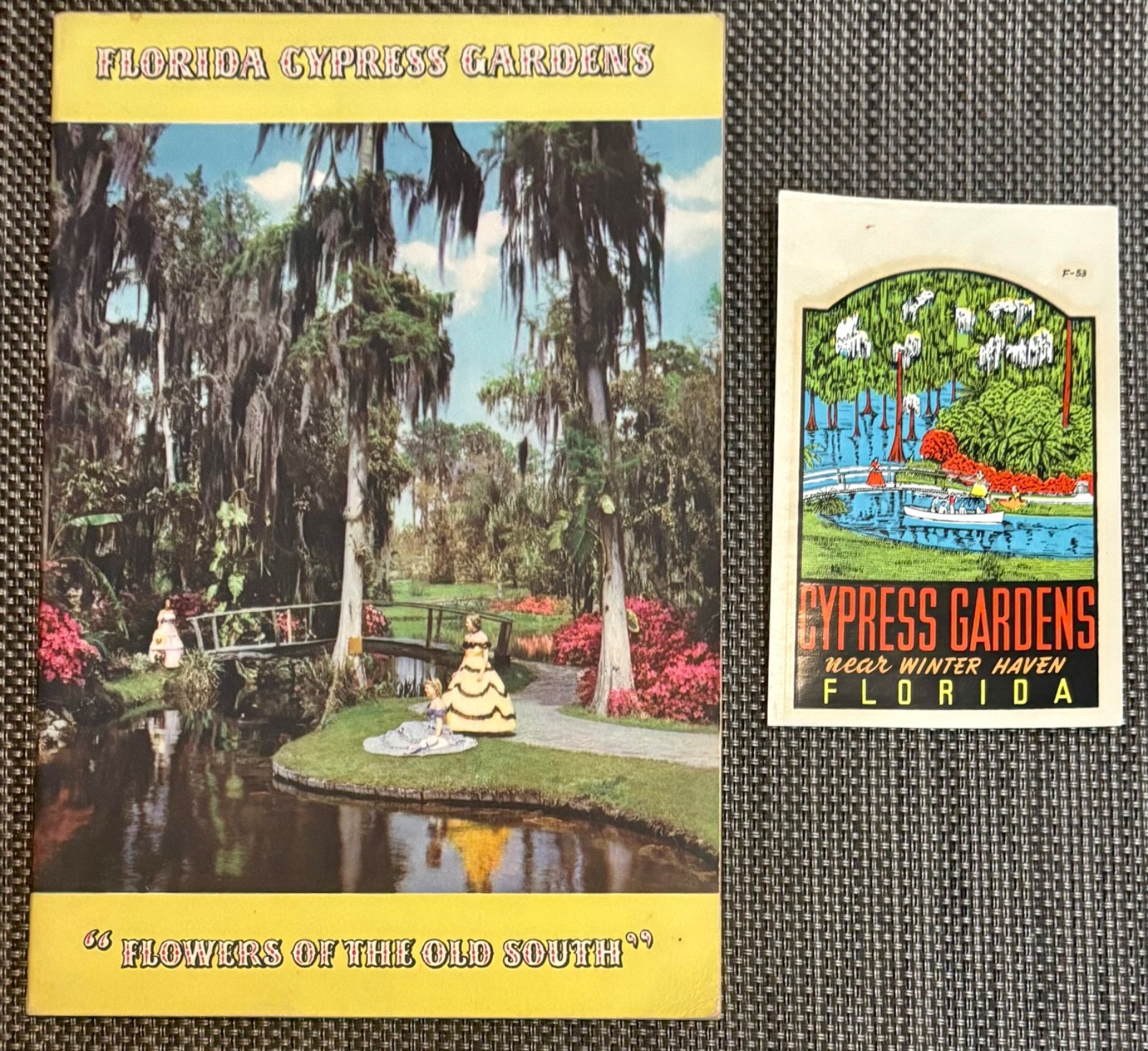 Vintage 1950s Cypress Gardens Florida Souvenir 32-page Booklet + Decal Vintage 1950s Cypress Gardens Florida Souvenir 32-page Booklet + Decal