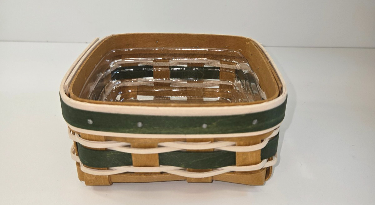 Longaberger Square Basket Green & White  Protector 2009 5.5\