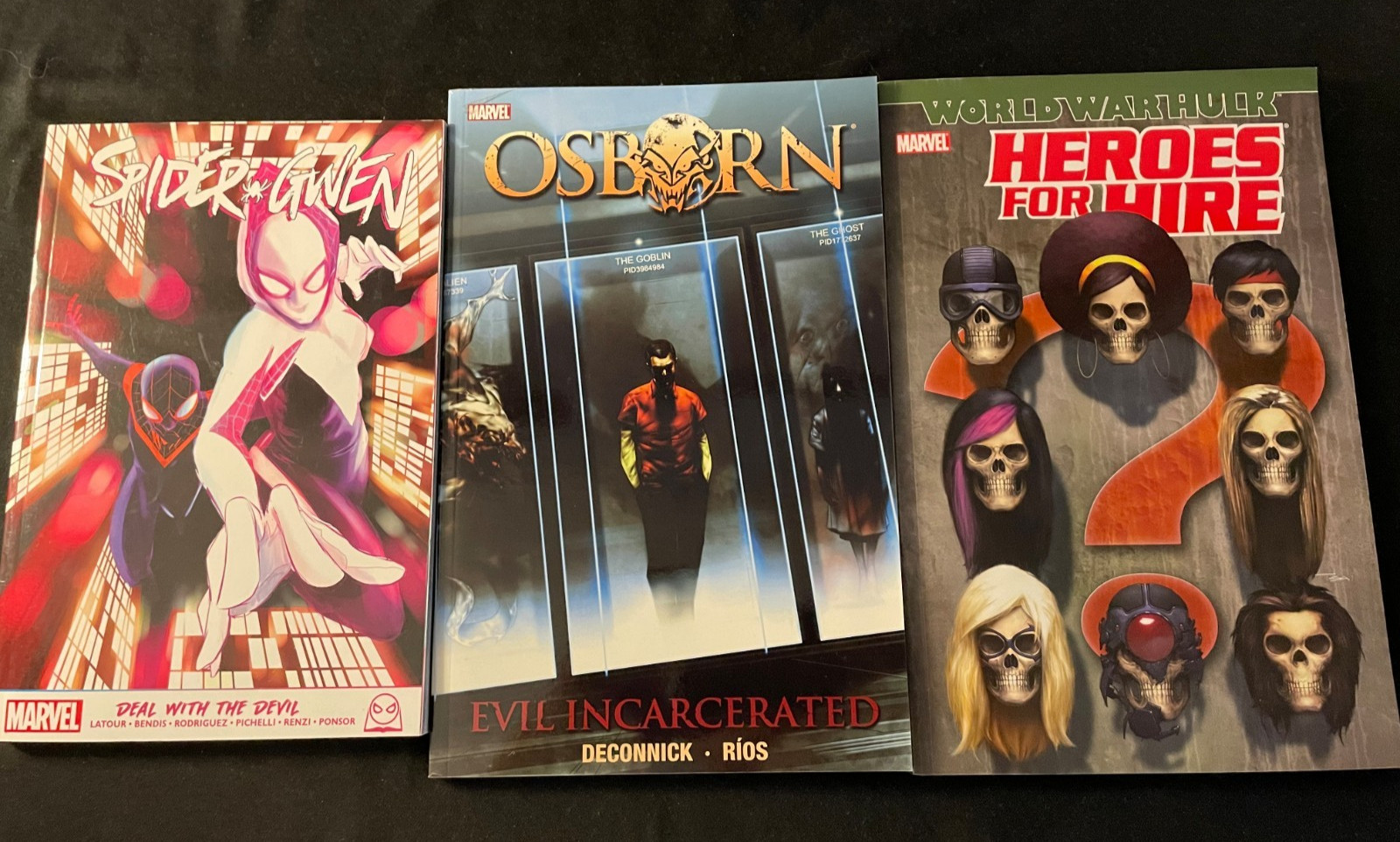 SPIDER-GWEN: DEAL WITH THE DEVIL, OSBORN: EVIL INCARCERATED, HEROES FOR HIRE tpb