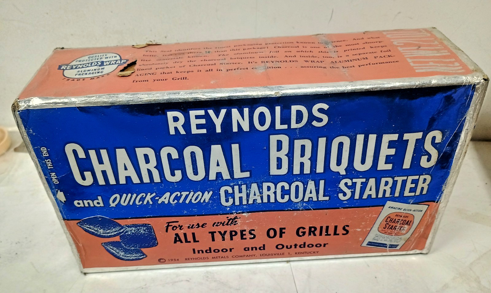 NOS 1954 Reynolds Metals Company Box Charcoal Briquettes