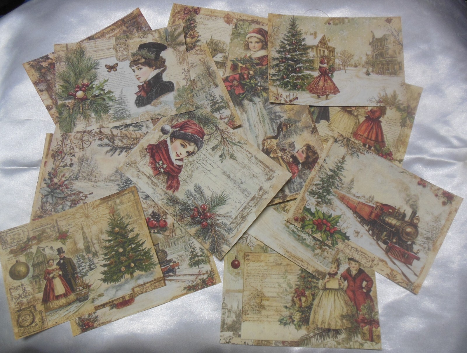 Set of 16 LARGE Victorian/Shabby Chic/Vintage Christmas images-junk journal-etc.