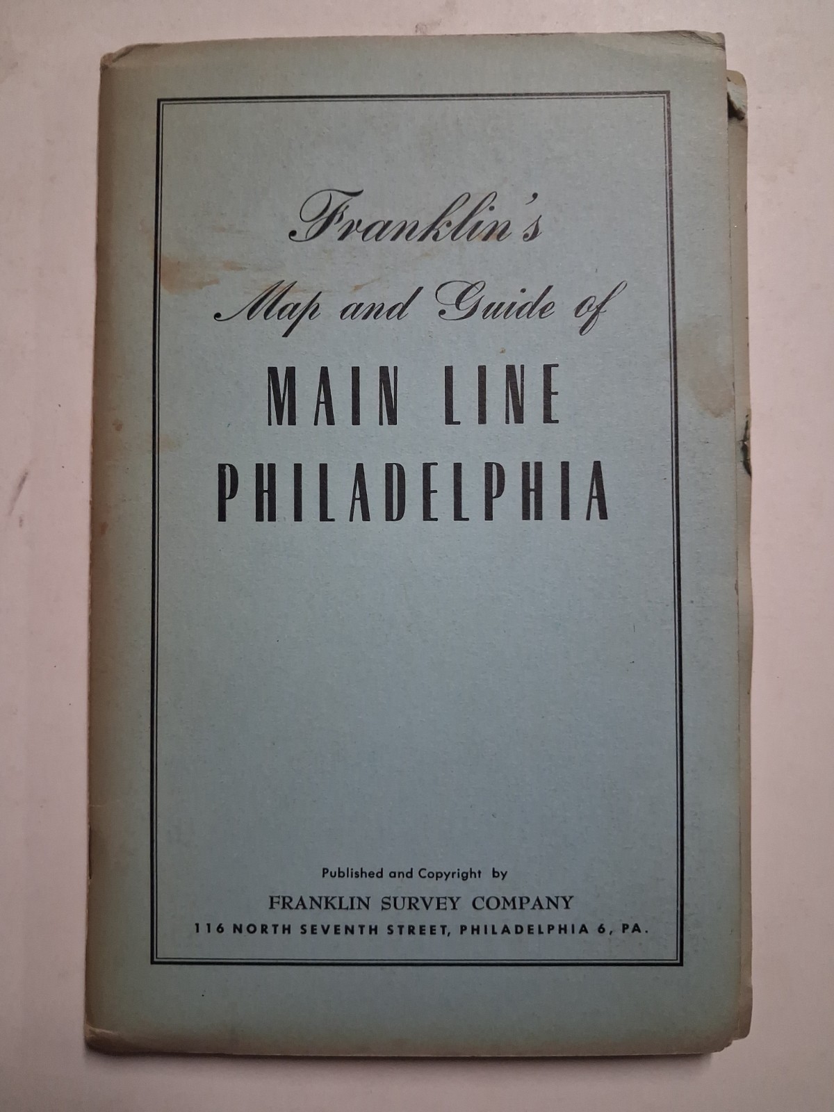 1950s-60s MAIN LINE PHILADELPHIA Franklin s MAP PA