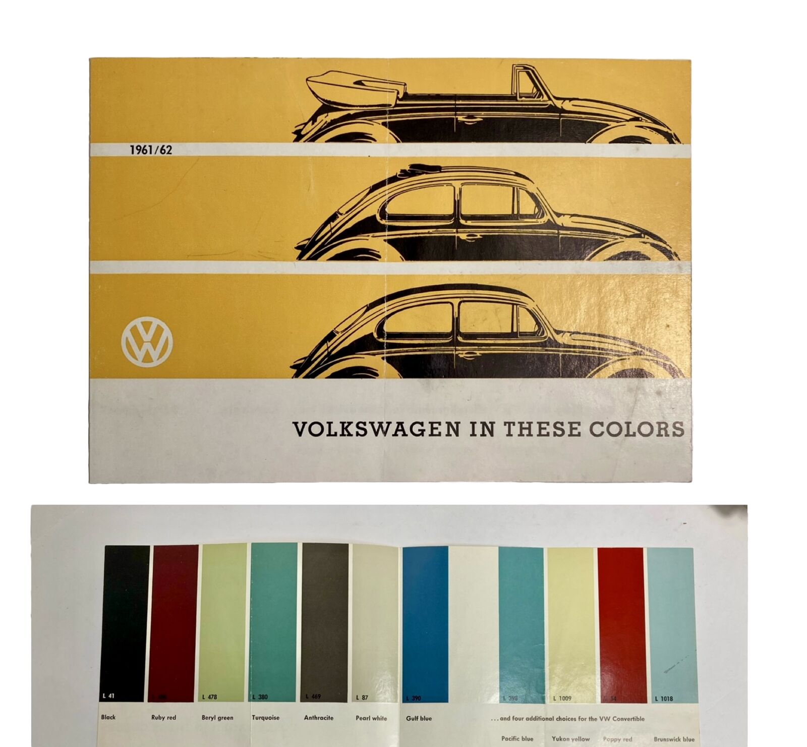 Vintage 1961/62 Volkswagen VW Beetle Bug In These Colors Sales Brochure Germany