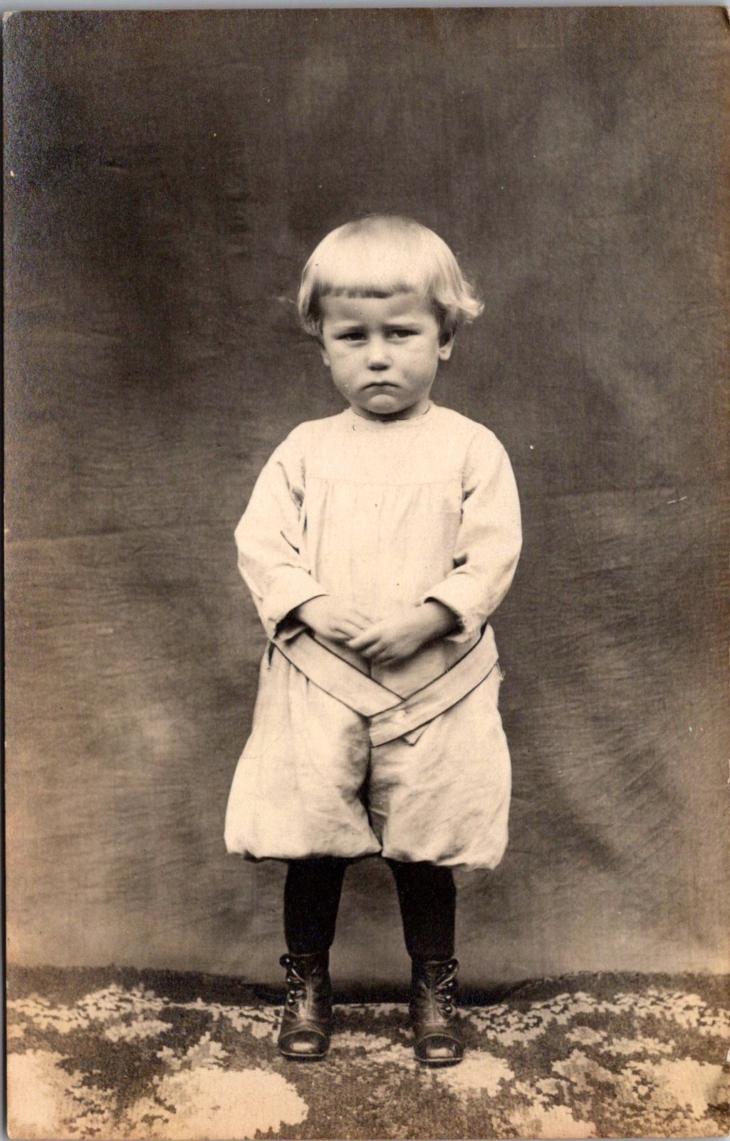 RPPC Child Studio Portrait Belted Outfit Boots Vintage Postcard 4P24-26 RPPC Child Studio Portrait Belted Outfit Boots Vintage Postcard 4P24-26
