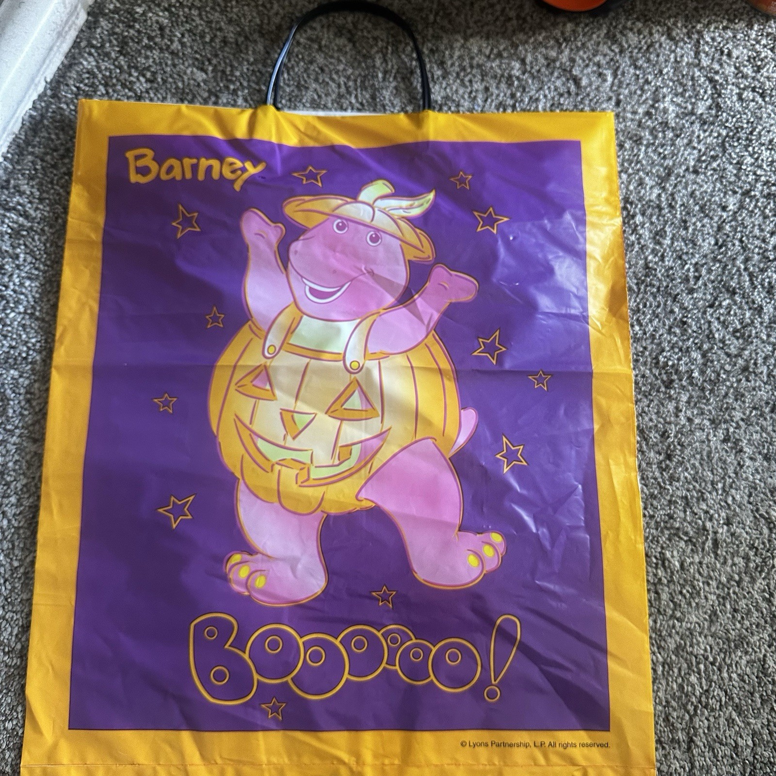 Large Halloween Barney the Dinosaur Trick or Treat Bag Lyons Group 2003