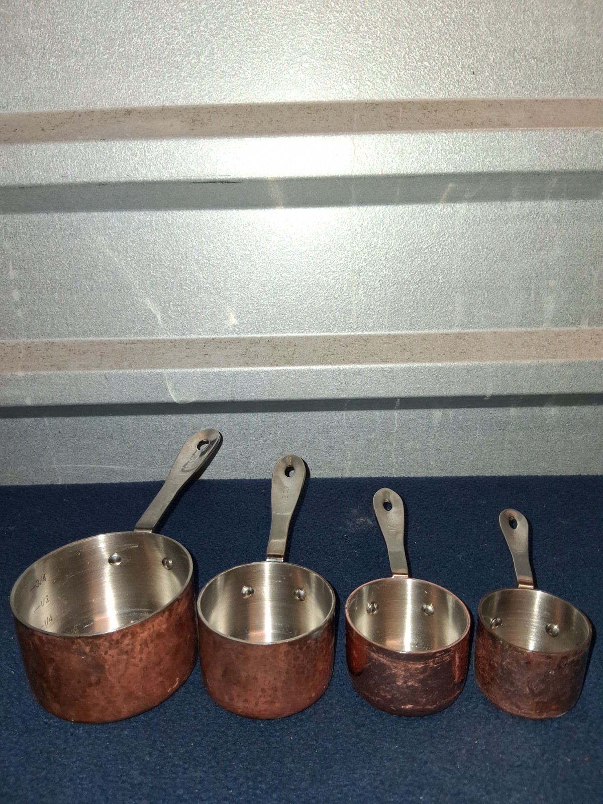 Vintage Copper Measuring Cups 1/4, 1/2, 1/3, 1 Cup. Set Vintage Copper Measuring Cups 1/4, 1/2, 1/3, 1 Cup. Set