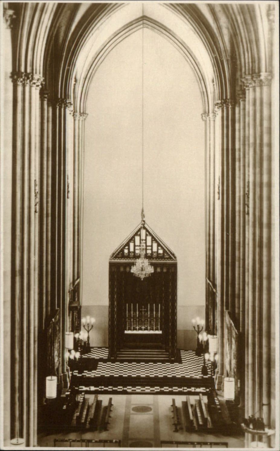RPPC New York temporary choir sanctuary St John Divine Nave real photo postcard RPPC New York temporary choir sanctuary St John Divine Nave real photo postcard