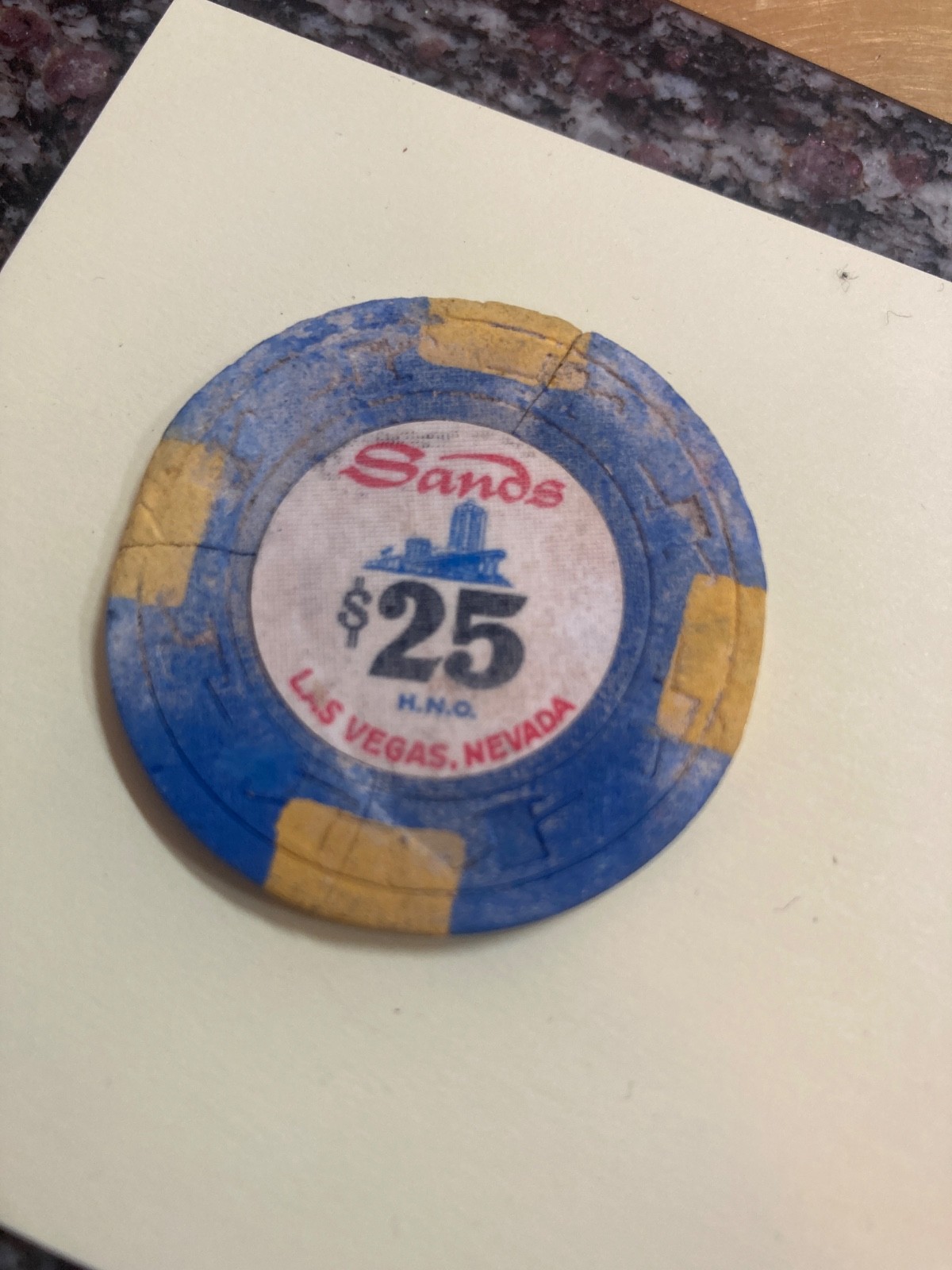 Sands Las Vegas $25 Casino Chip Howard Hughes HNO Corporation Dig Chip Implosion Sands Las Vegas $25 Casino Chip Howard Hughes HNO Corporation Dig Chip Implosion