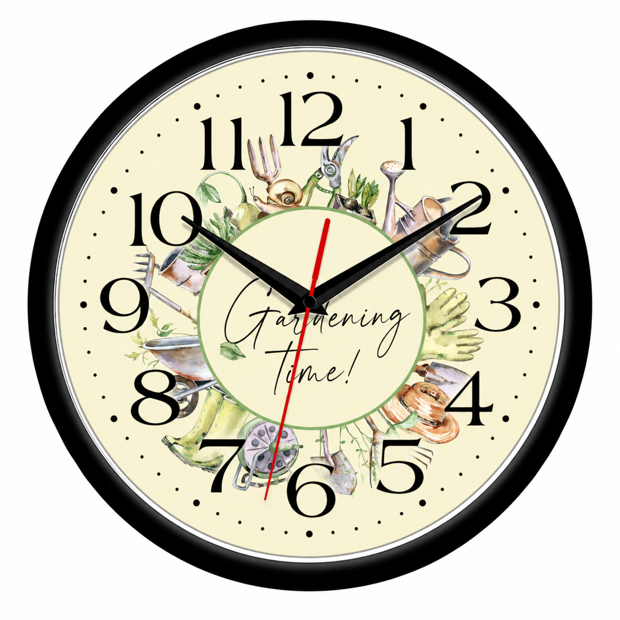 Gardening Time 10 Inch Wall Clock Garden Tools Gardener Gift Home Decor | Quartz