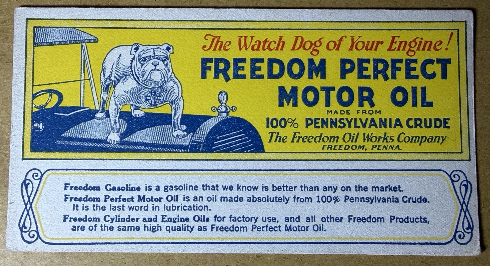 Freedom Oil Works Ink Blotter Pennsylvania Antique Advertising Gas Sign Ad Rare Freedom Oil Works Ink Blotter Pennsylvania Antique Advertising Gas Sign Ad Rare