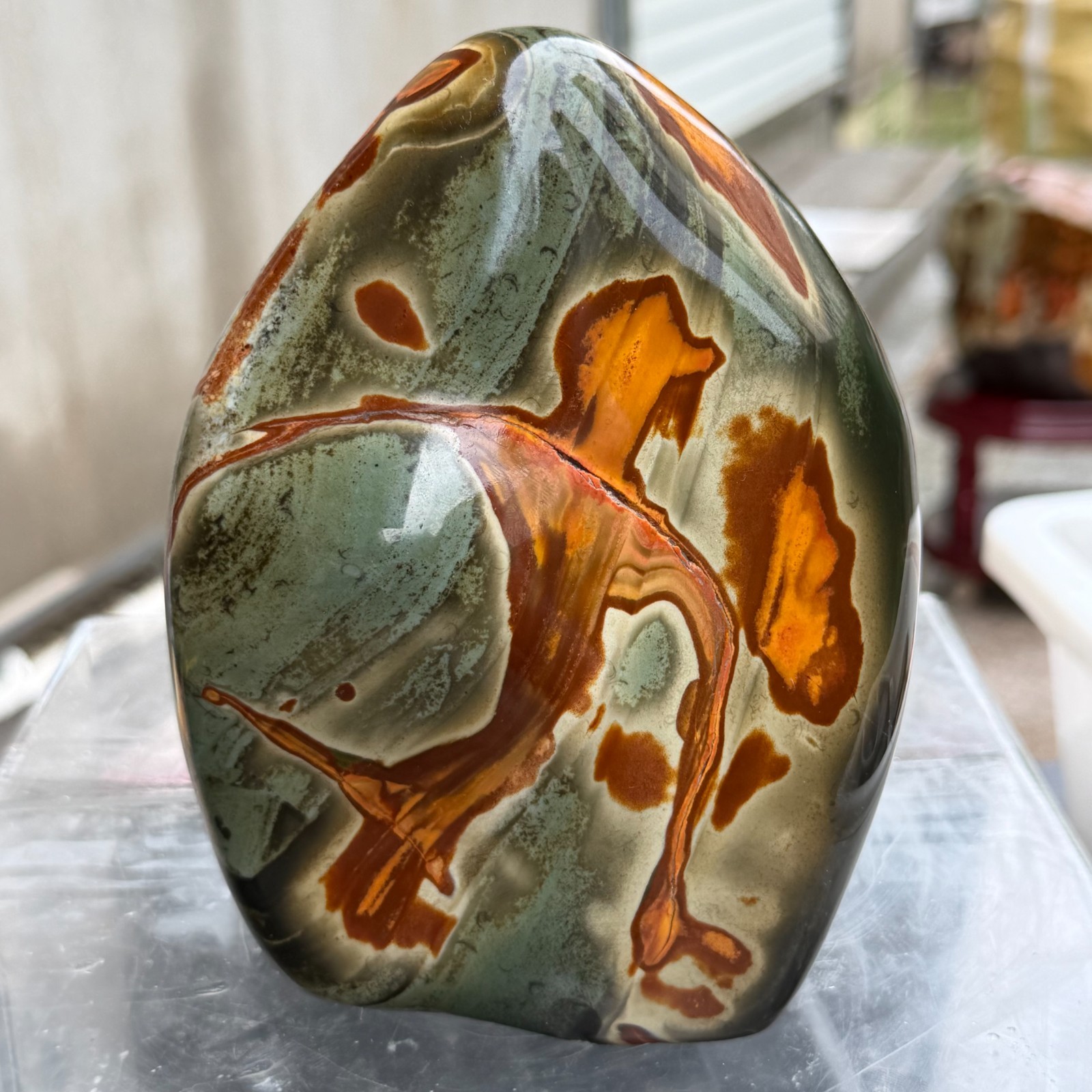 3.97LB Gorgeous Natural Polychrome Ocean Jasper Freeform Crystal Reiki Healing