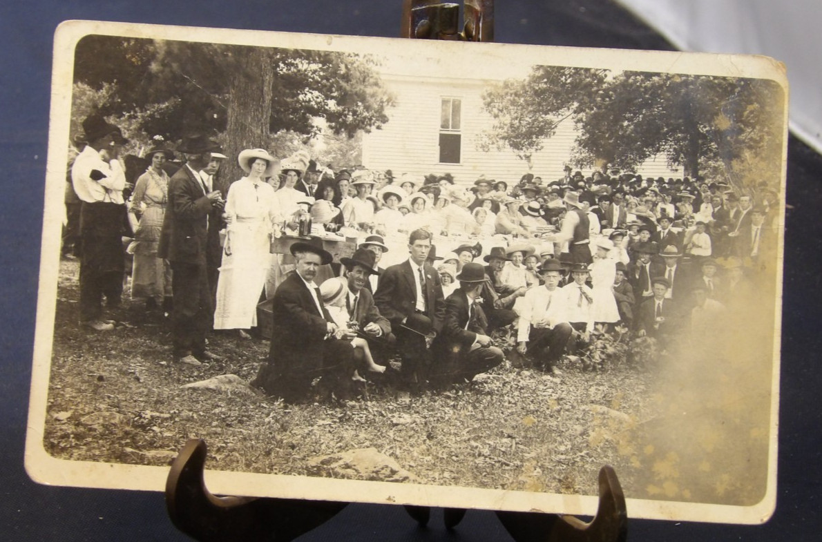 RPPC Postcard circa 1910 40+ People at an outside church event