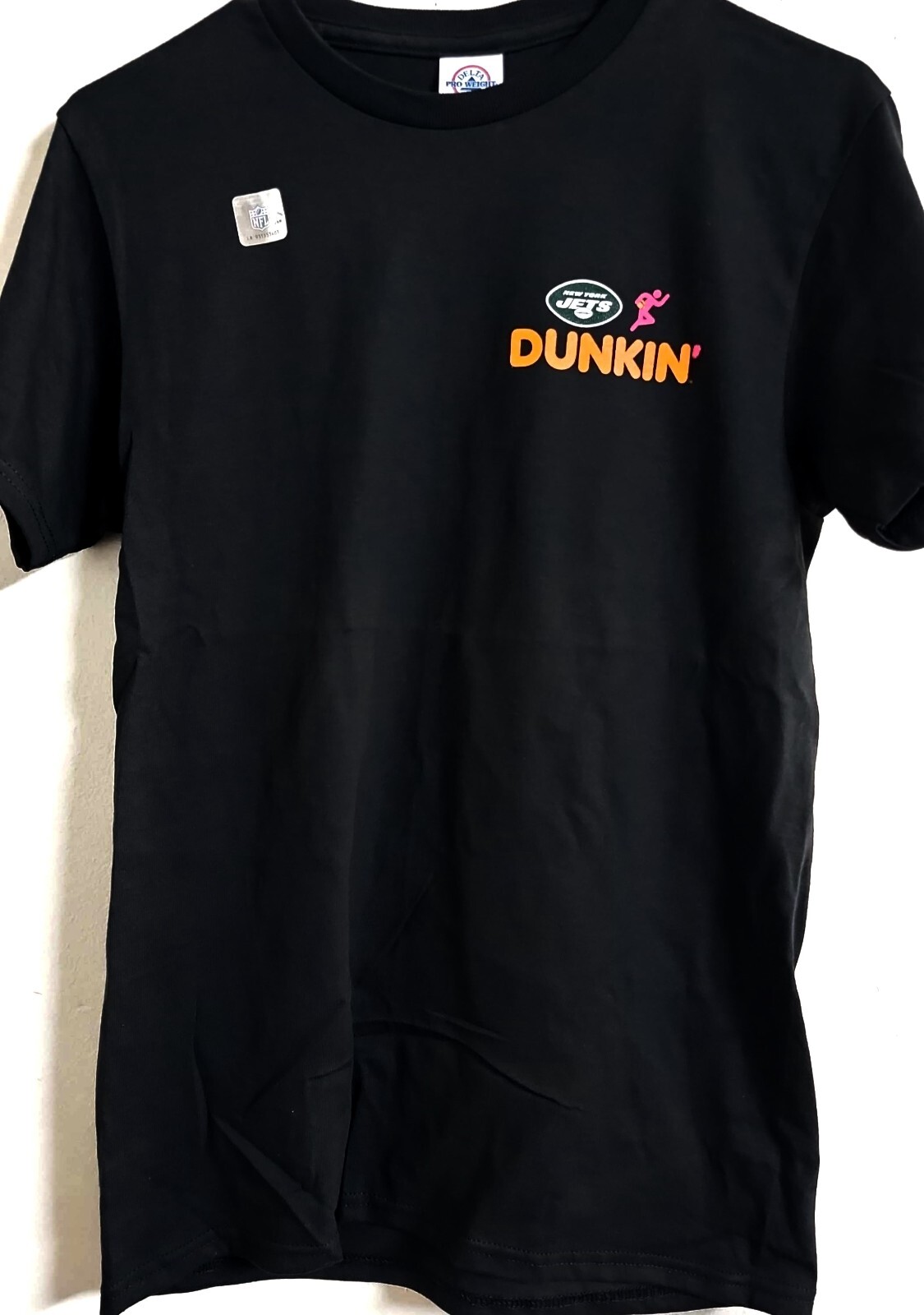 BRAND NEW-SEALED-UNISEX DUNKIN NFL NY JETS T-Shirt - Pure Cotton 100% SM-2XL BRAND NEW-SEALED-UNISEX DUNKIN NFL NY JETS T-Shirt - Pure Cotton 100% SM-2XL