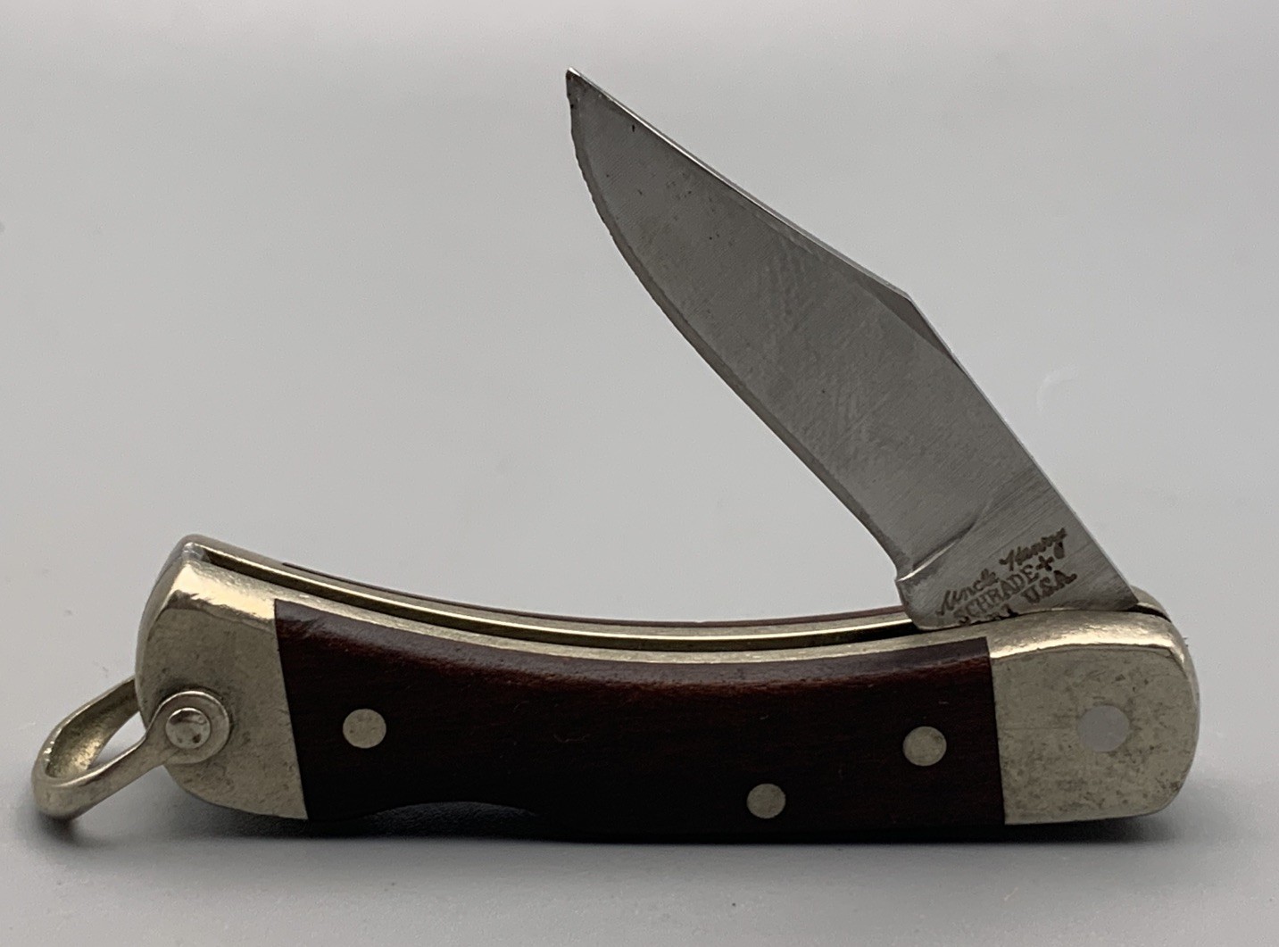 Vintage Uncle Henry SCHRADE+ LB1 Lockback Wood Handles Keychain Pocketknife USA