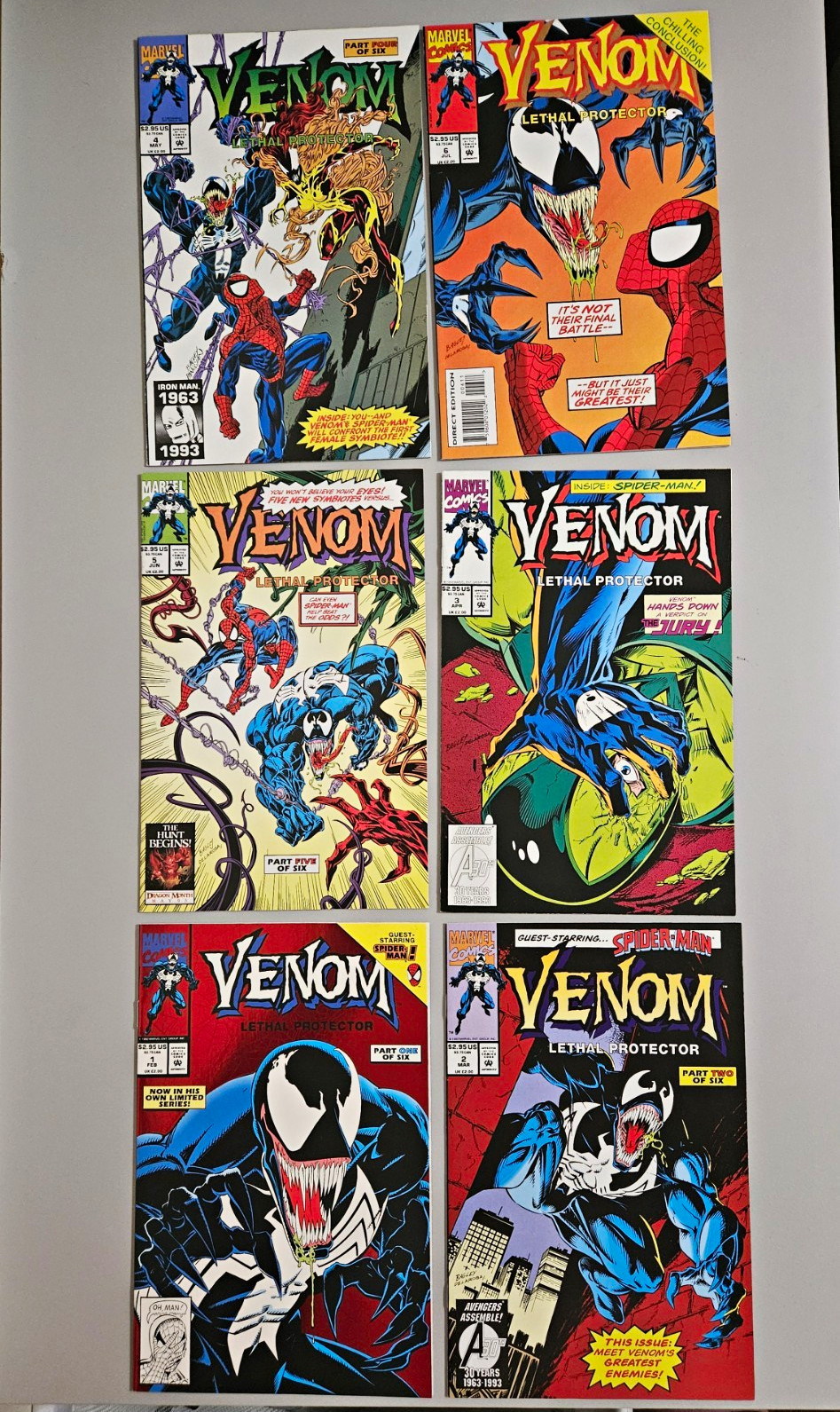 Venom Lethal Protector #1-6 Complete Set 1993 Marvel Comics #1 Red Foil Supurb Venom Lethal Protector #1-6 Complete Set 1993 Marvel Comics #1 Red Foil Supurb
