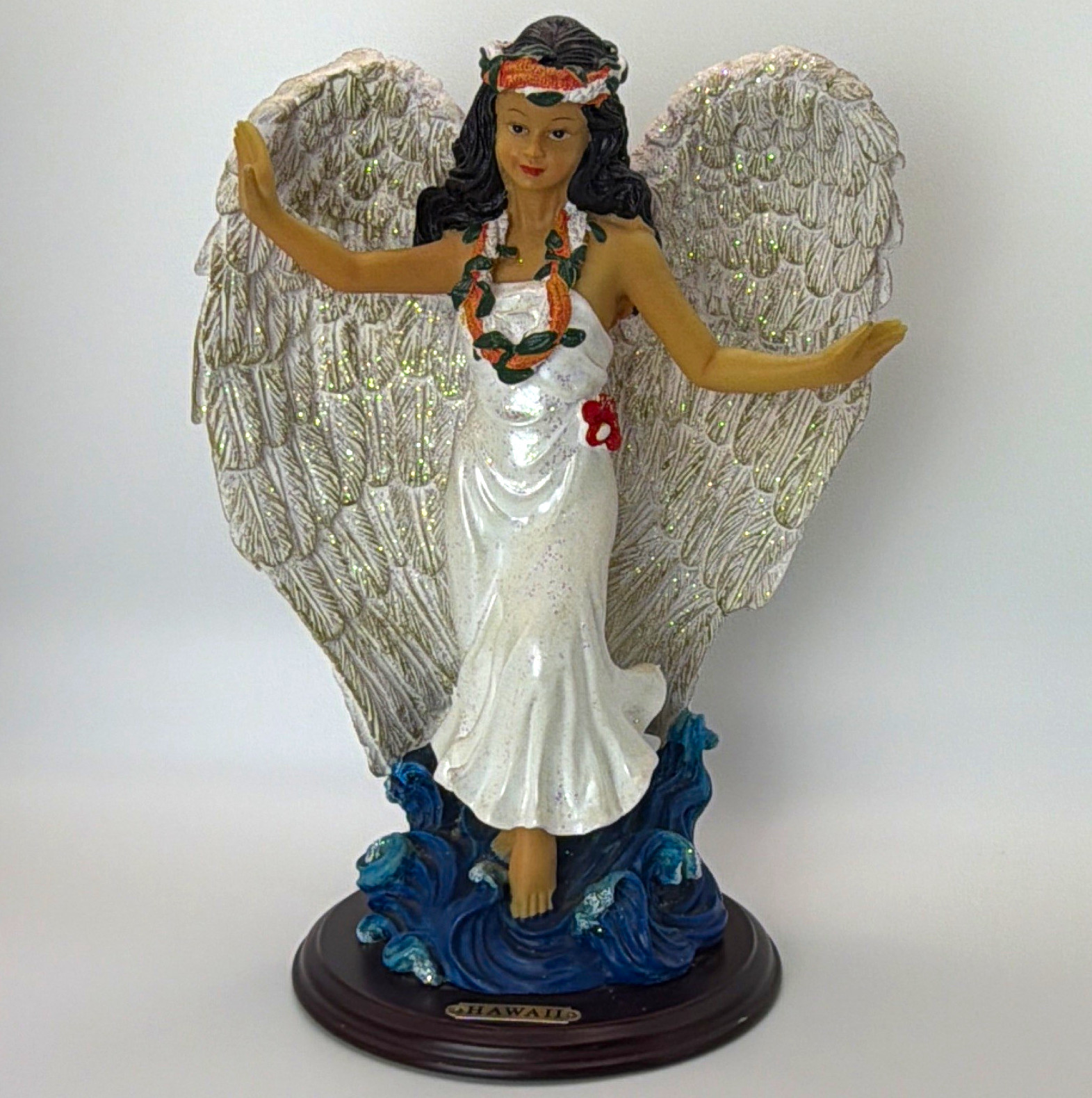 Chiefly Co Keahi Na Wahine O Hula Hawaiian Girl Figurine Statue Angel Wings 9”