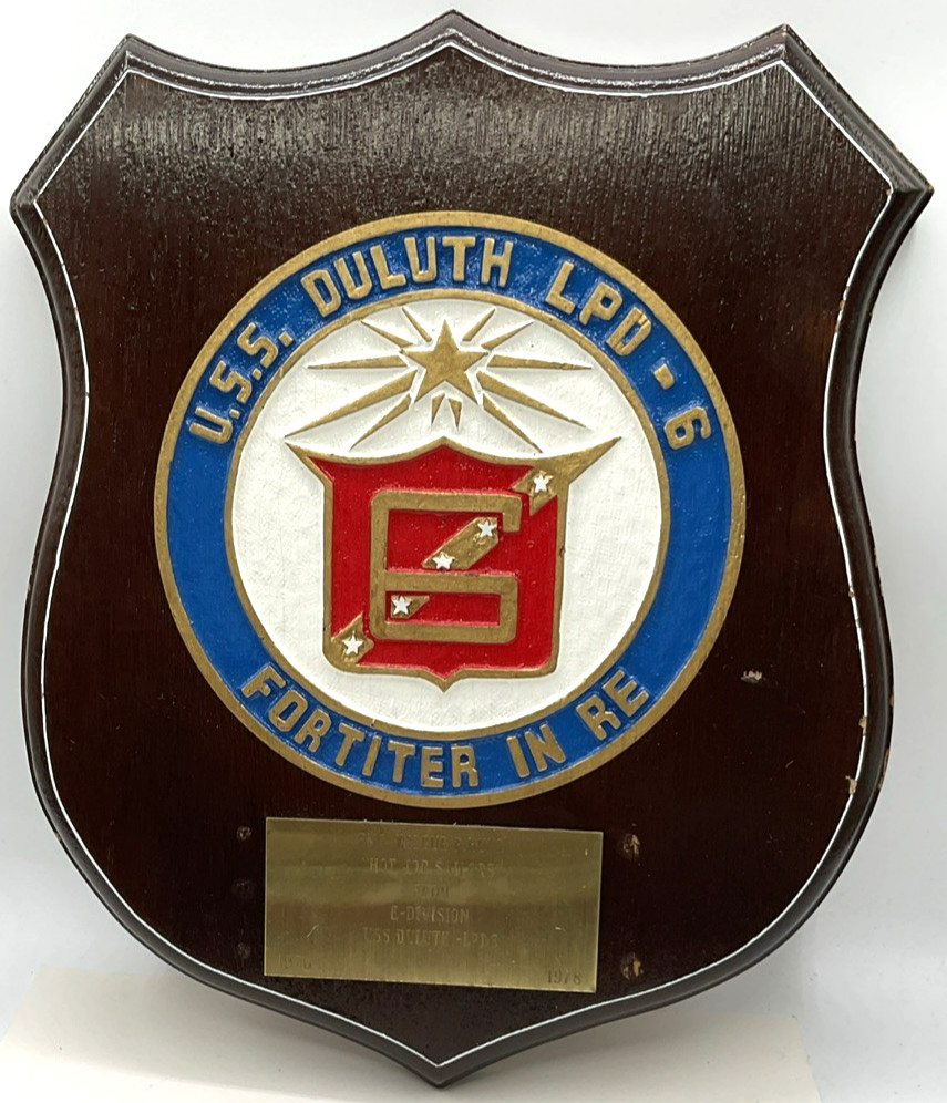 USS Duluth LPD-6 Fortiter In Re Hot Job Sailors USN Navy Wood Plaque Award
