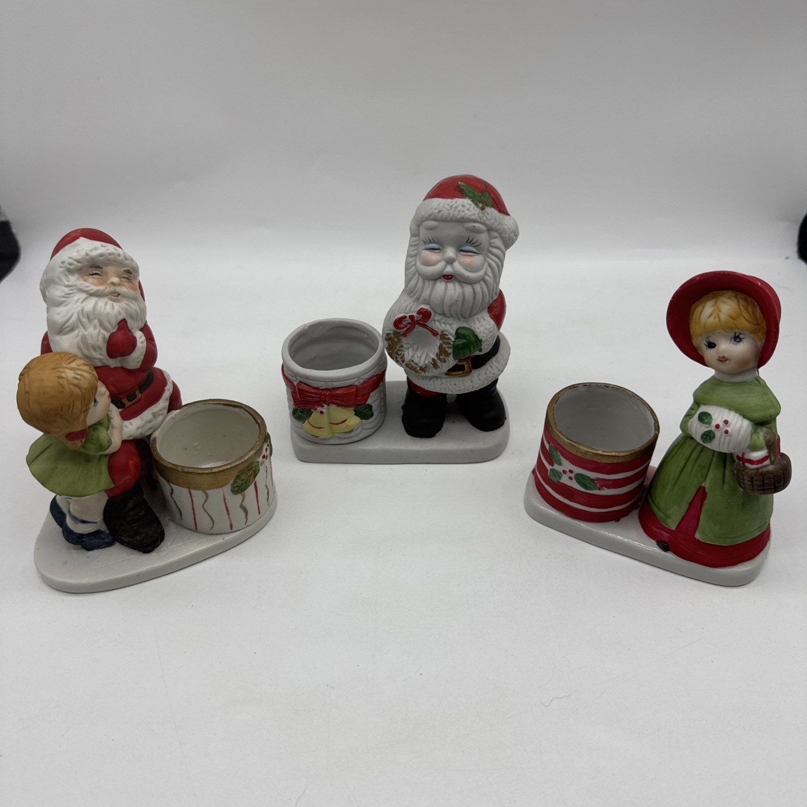 2 Vintage Jasco Luvkins And 1 Made In Taiwan Christmas Candle Holders 2 Vintage Jasco Luvkins And 1 Made In Taiwan Christmas Candle Holders