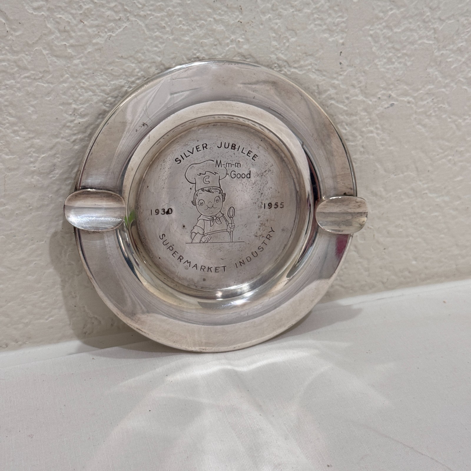 Rare 1955 Campbell’s Soup Silver Jubilee Silver Plate Ashtray Wm Rogers Campbell