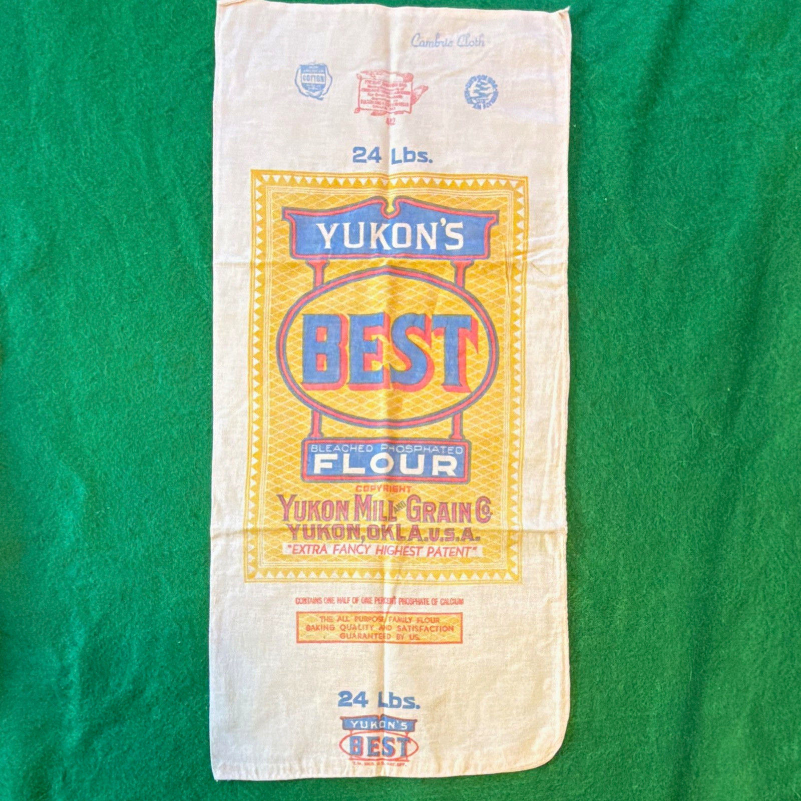 Yukon\'s Best Vintage Flour Sack 24 Lbs Cotton Cloth Advertising Print Yukon OK Yukon\'s Best Vintage Flour Sack 24 Lbs Cotton Cloth Advertising Print Yukon OK