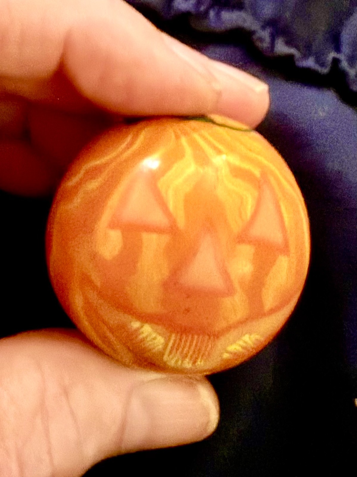 RARE-VINTAGE-MARBLE-ART ORB-GLOW IN THE DARK-JACK O\'LANTERN-SPIDER 1.5\ RARE-VINTAGE-MARBLE-ART ORB-GLOW IN THE DARK-JACK O\'LANTERN-SPIDER 1.5\