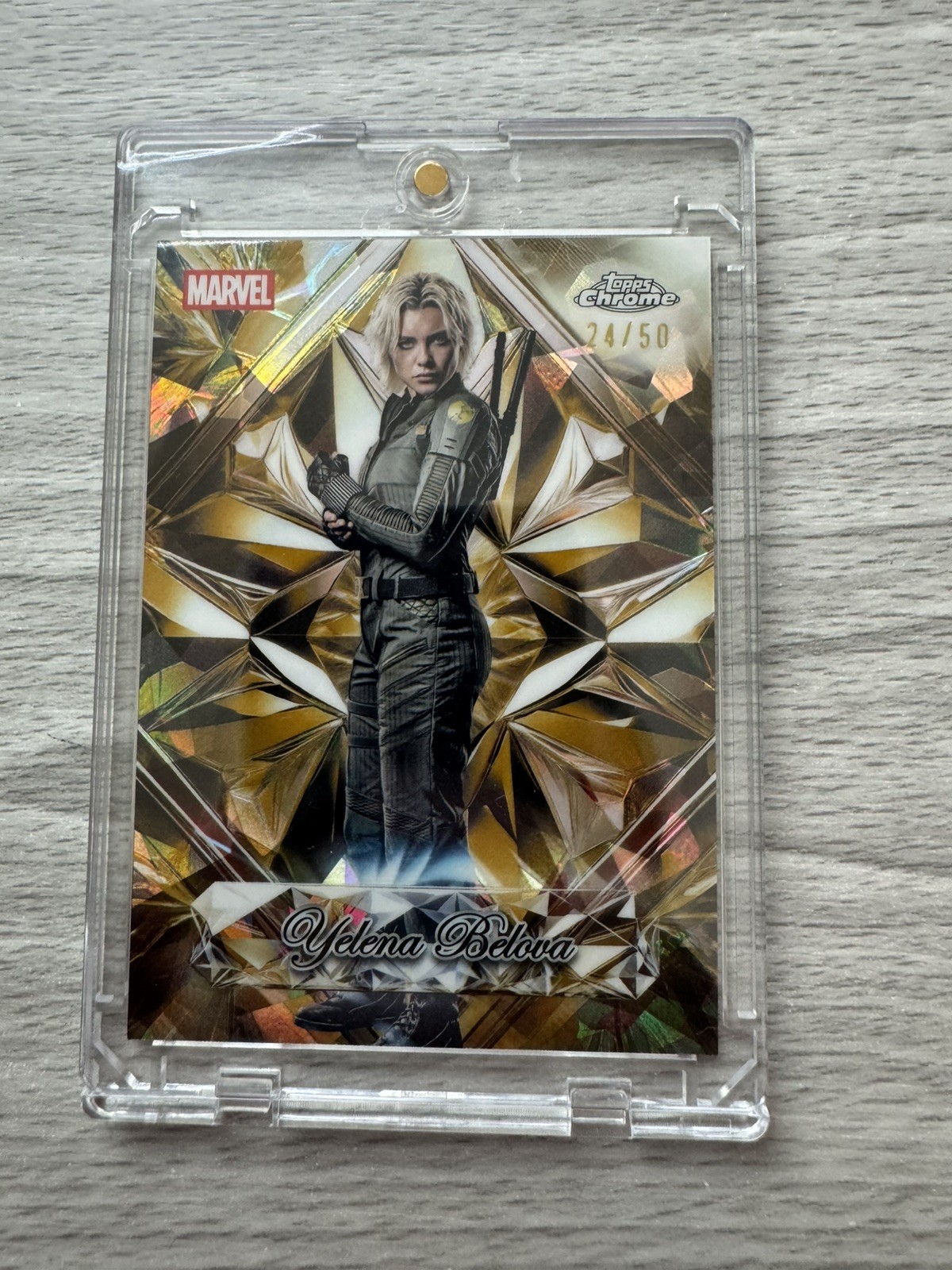 2025 Topps Chrome Marvel Studios Sapphire Selections Yelena Belova Gold /50