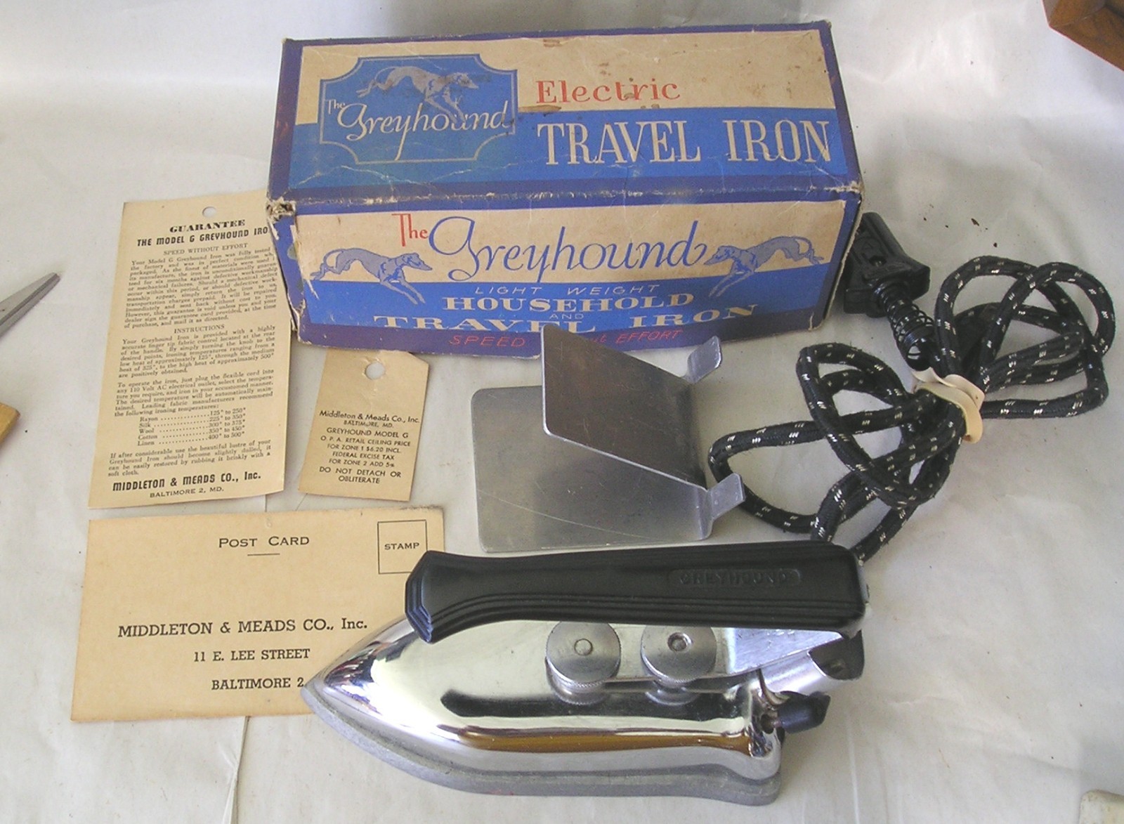 VTG Greyhound Electric Travel Iron Middleton & Meads Co Baltimore USA - WORKING