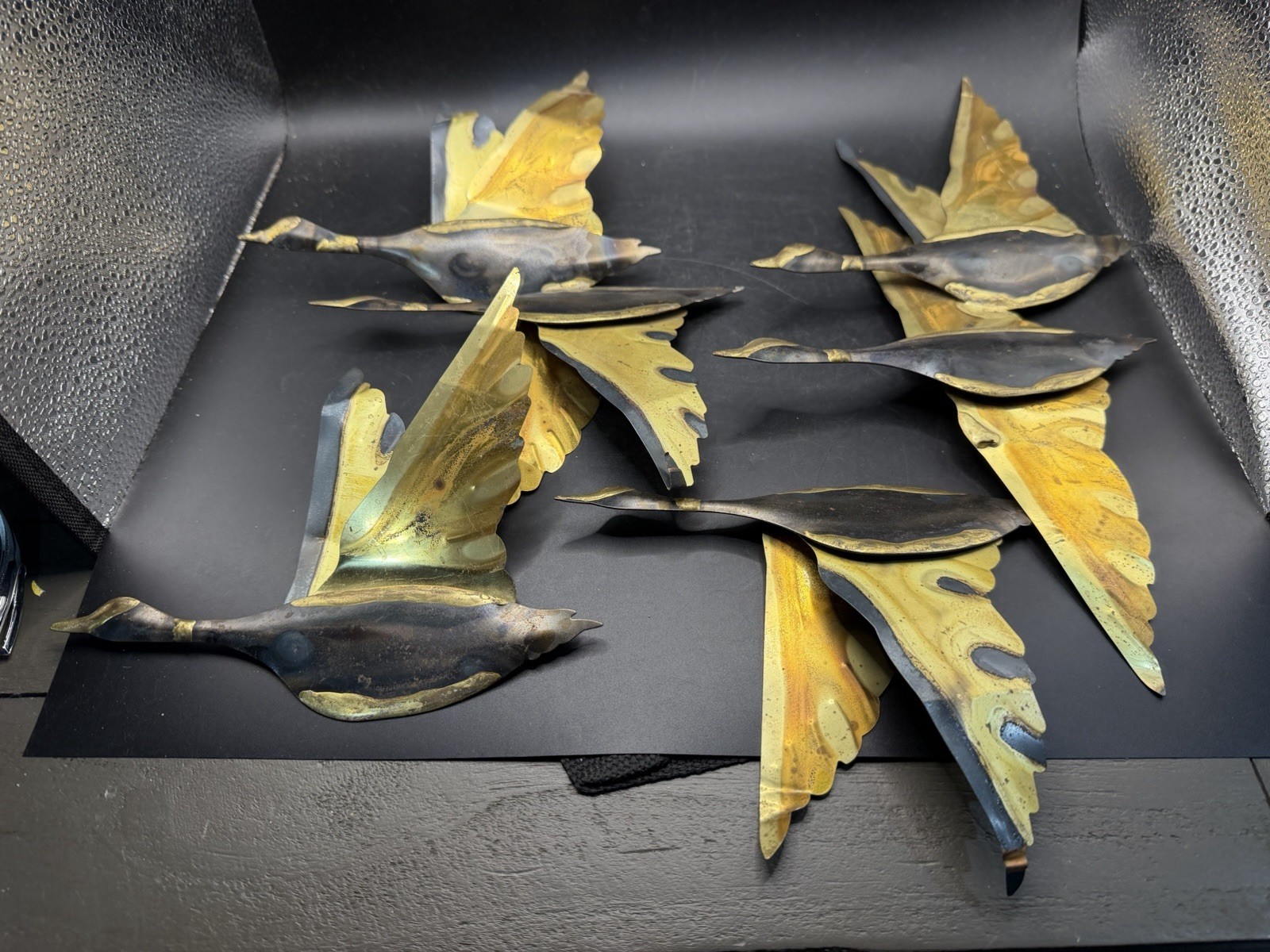 Vintage Brass Copper Flying Geese Wall Art 3 Pairs 6 Birds Total Metal Repair