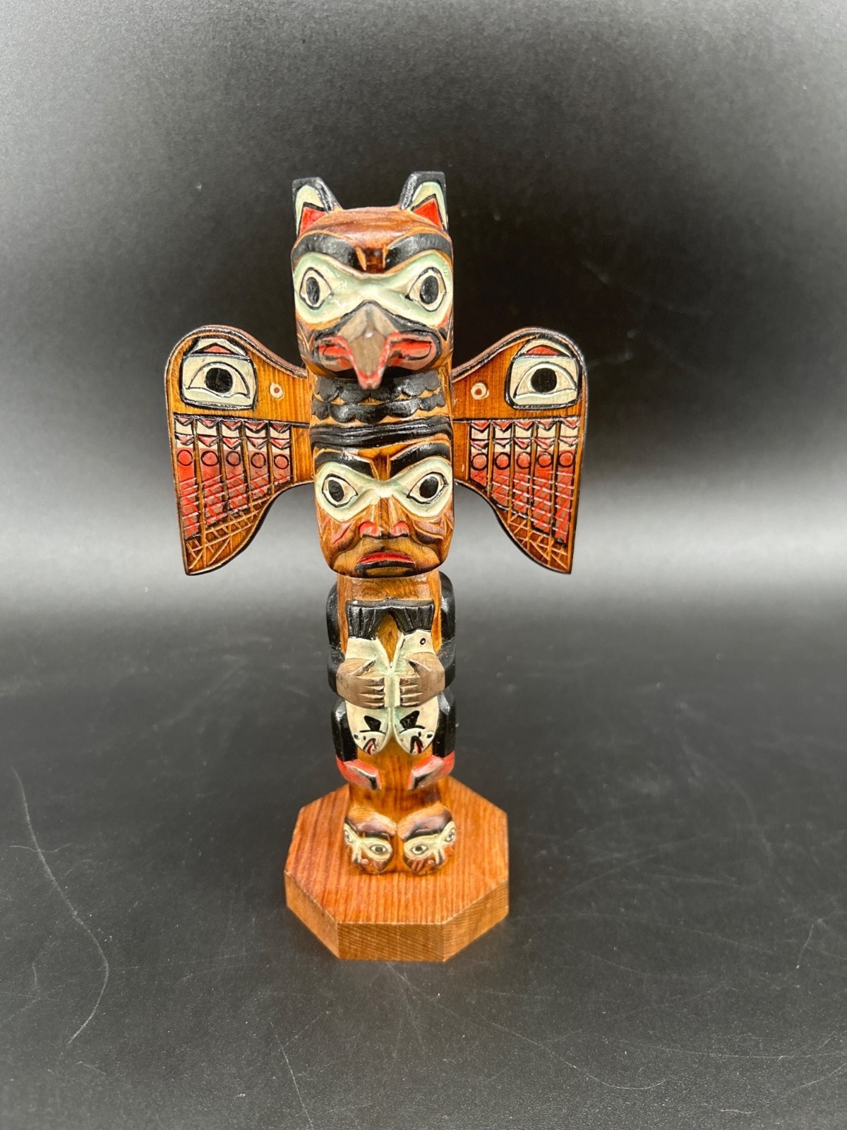 Vintage Patrick Seale Fog Woman Hand-Carved Totem Pole Figurine 8-1/2\