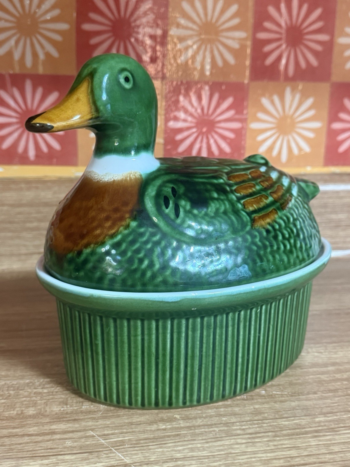 Vintage Portuguese Mallard Duck Covered Tureen Neuwirth Ceramic Serving Bowl