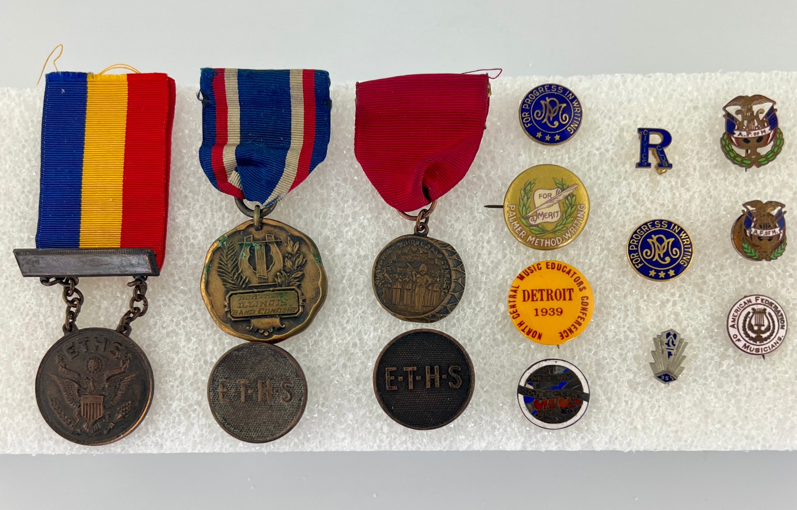 Vintage Antique Music Academic Medal Pin Lot 1920s New Trier ETHS Band Palmer Vintage Antique Music Academic Medal Pin Lot 1920s New Trier ETHS Band Palmer