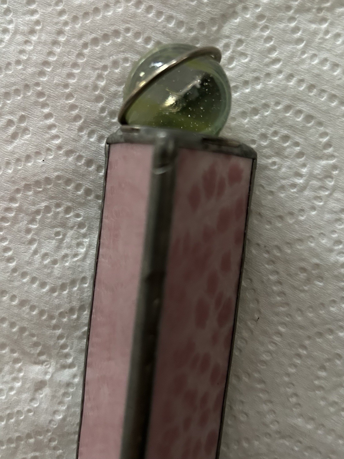 Pink Stained Glass Kaleidoscope  Marble End Handmade Lead  Vintage