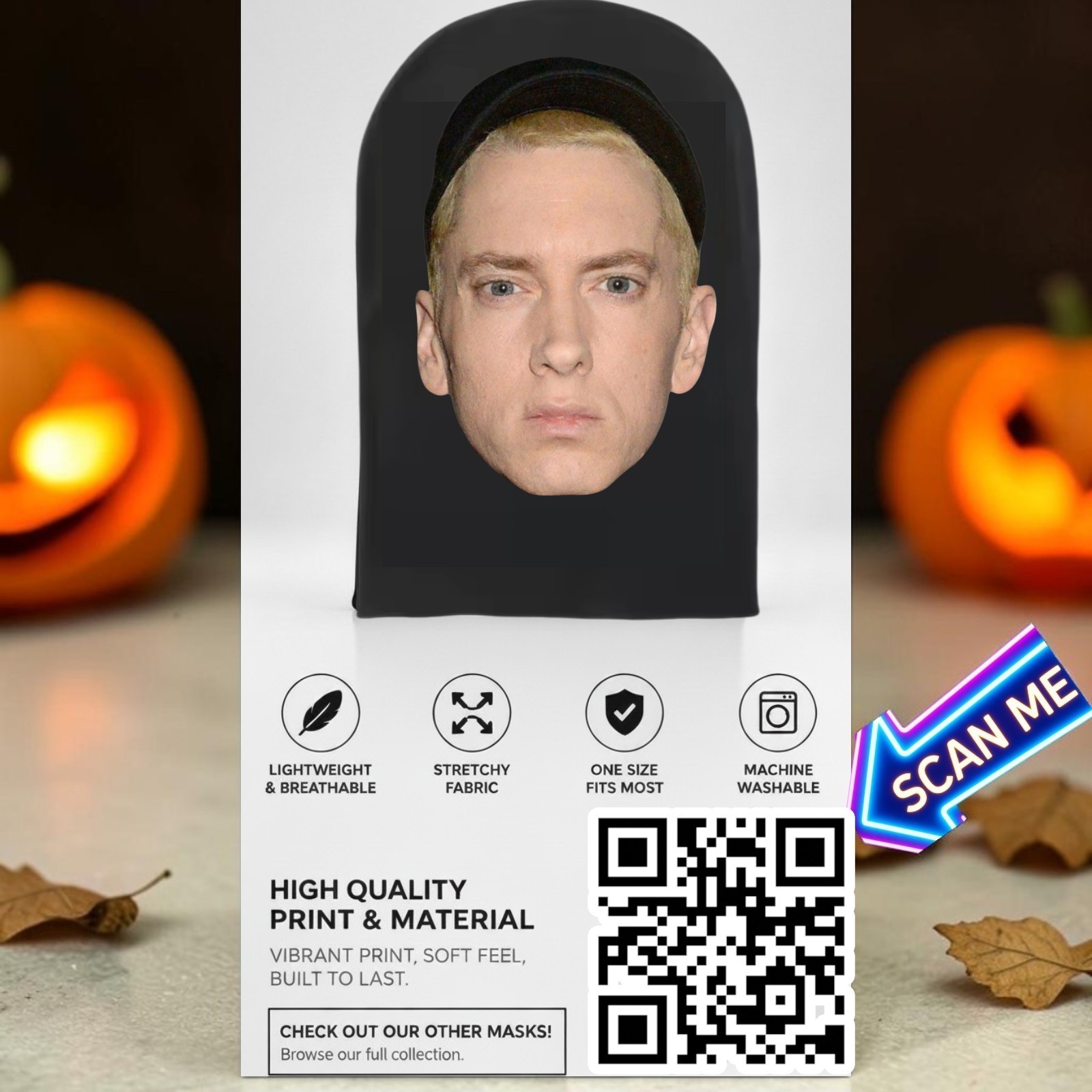 New Eminem Slim Shady Mesh Face Mask See-Thru 3D Breathable Cosplay Costume CD 