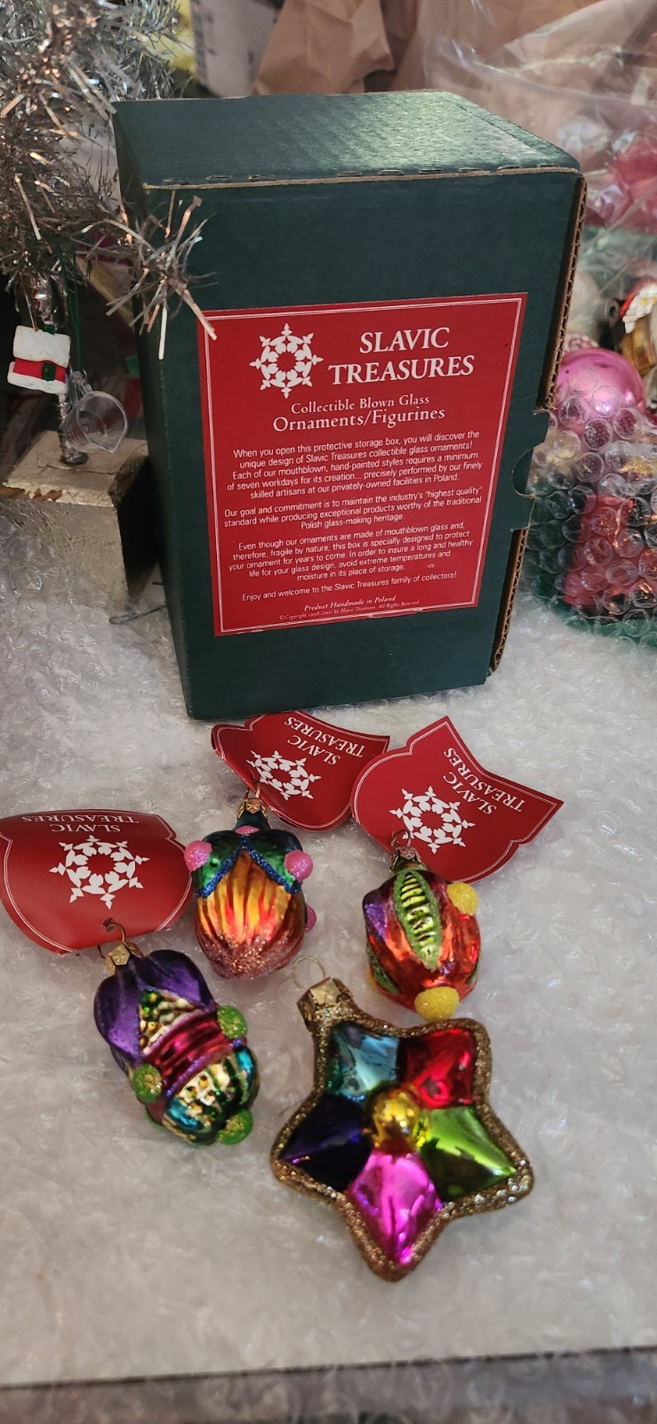 Vintage Slavic Treasures Collectible Christmas Ornament Baubles Set 2 01544A