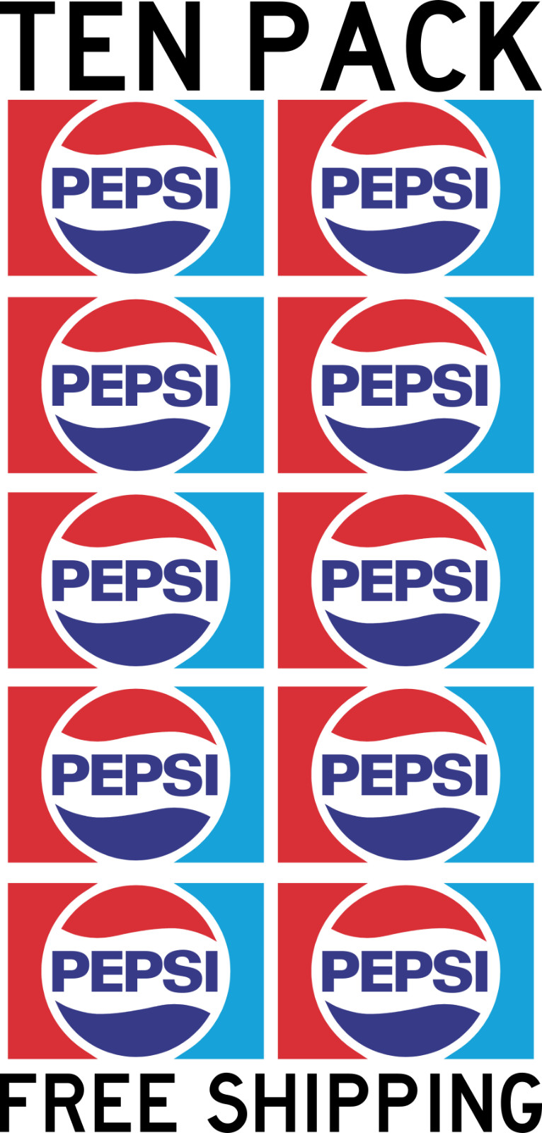 TEN PACK PEPSI COLA VINTAGE VINYL DECAL STICKER LABEL 3 TEN PACK PEPSI COLA VINTAGE VINYL DECAL STICKER LABEL 3