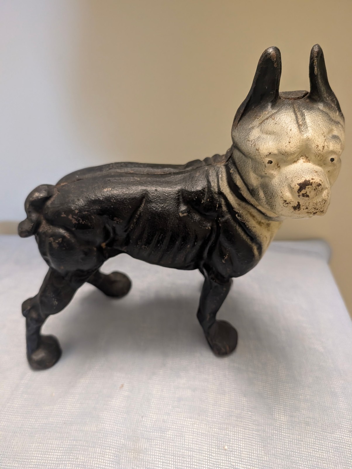 Vintage Cast Iron Boston Terrier Bulldog Dog Doorstop Heavy 9x9 9 lbs