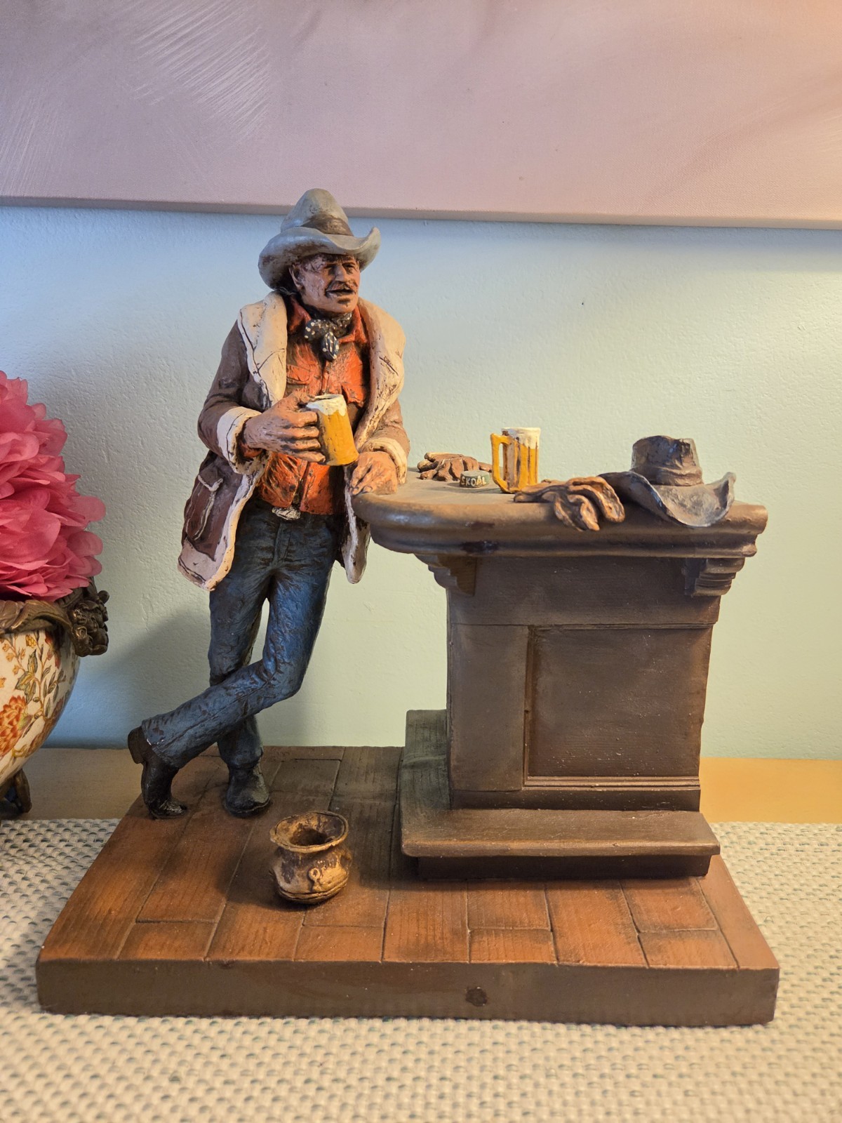 Michael Garmin 1969 Vintage Cowboy Bust Signed 15\ Michael Garmin 1969 Vintage Cowboy Bust Signed 15\