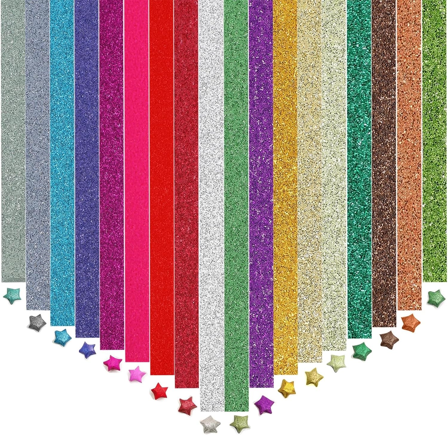 1080 Sheets Glitter Origami Star Paper Strips Sparkling Lucky Star DIY Hand Craf