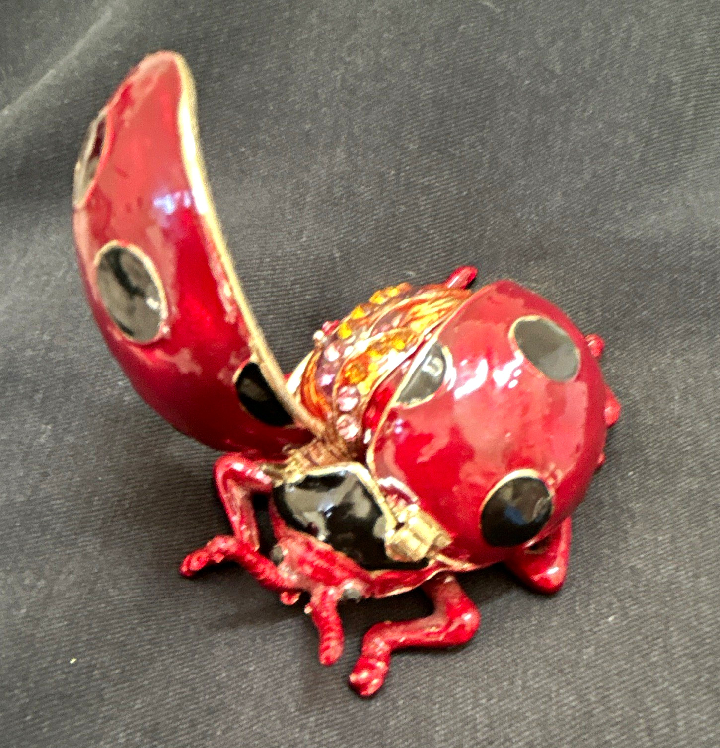 RUCINNI Ladybug Jeweled Trinket Box Hand Crafted w/ Swarovski Crystals & Enamel