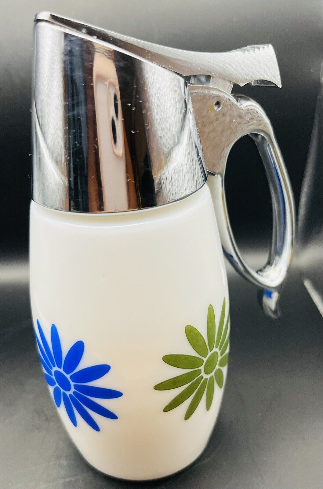 Westinghouse Gemco blue green daisy creamer syrup dispenser metal lid/handle