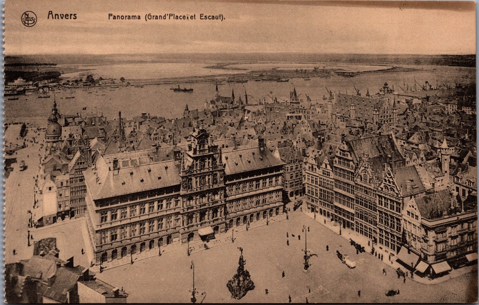 Anvers Grand\'Place & Escaut Panorama Postcard Nels Bruxelles Belgium c.1910s Anvers Grand\'Place & Escaut Panorama Postcard Nels Bruxelles Belgium c.1910s